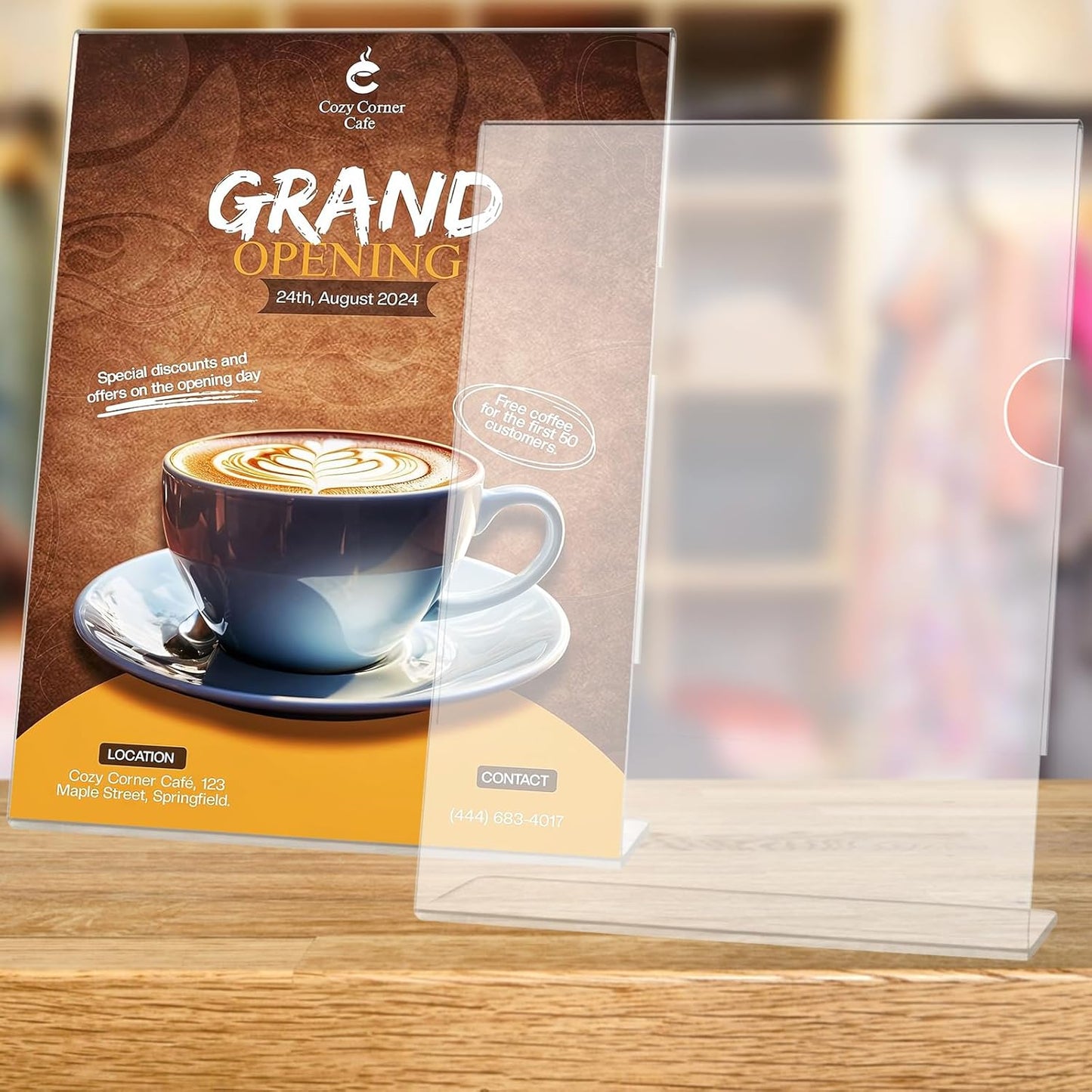 15 Pack Acrylic Sign Holder 8.5 x 11, L-Shape Clear Plastic Display Stand for Tabletop, Acrylic Stands for Flyers, Table Paper Holder, Vertical Sign Holder 8.5x11 for Restaurants, Office and School(Slant 15 Pack 8.5x11)