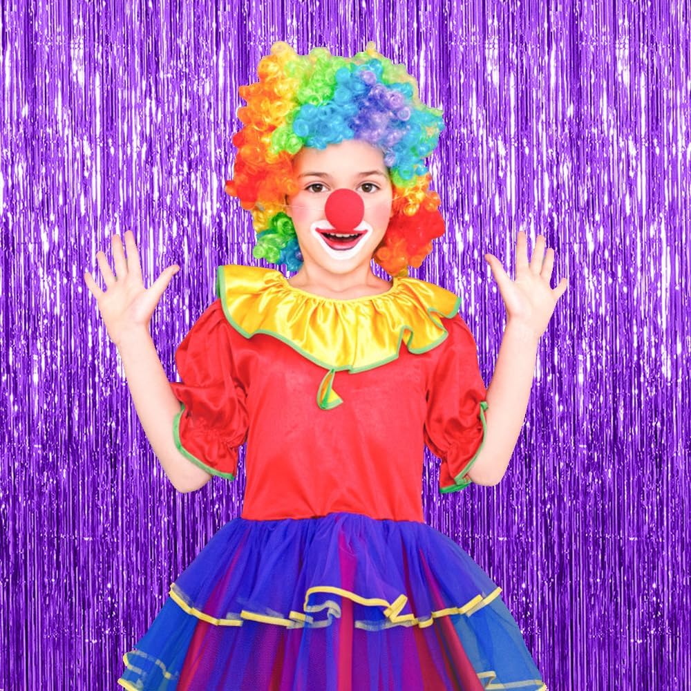 5 Pack Foil Curtain Backdrop Purple Metallic Tinsel Foil Fringe Curtains Photo Booth Props for Birthday Wedding Engagement Baby Shower Bachelorette Christmas Holiday Celebration Party Decorations