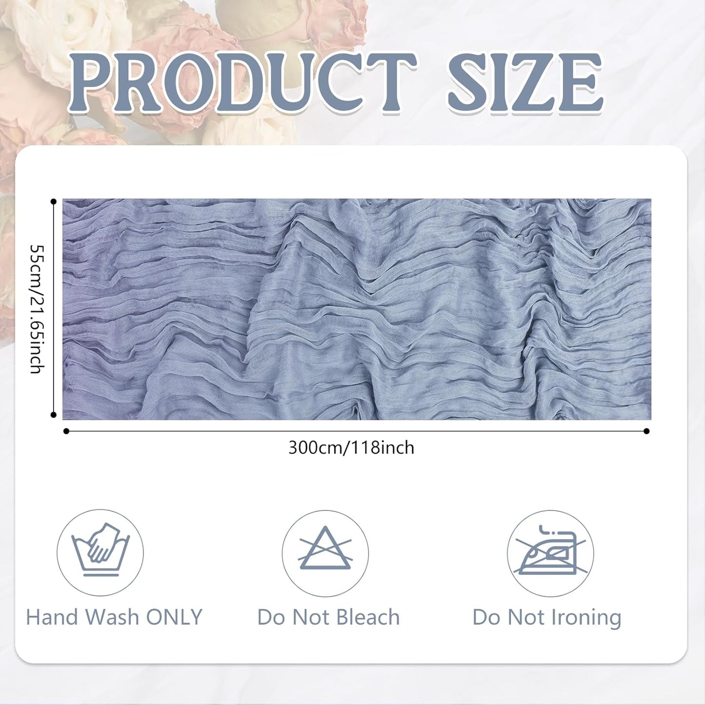 12 Pack Dusty Blue Cheesecloth Table Runner 20 x 120 inch Gauze 10FT Semi Sheer Boho Fabric Cheese Cloth Table Runner for Wedding Party Birthday Baby Bridal Shower