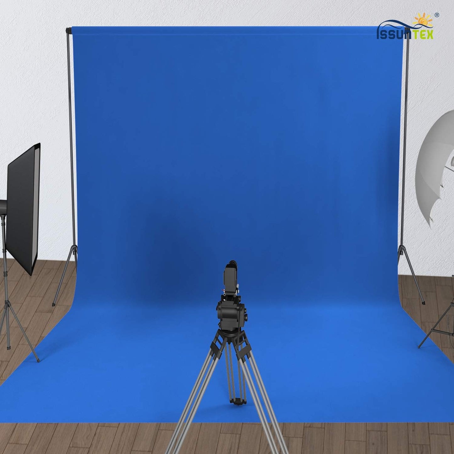 ISSUNTEX 10X12 ft Background Muslin Backdrop, Photo Studio, Collapsible High Density Screen for Video Photography and Television-Blue