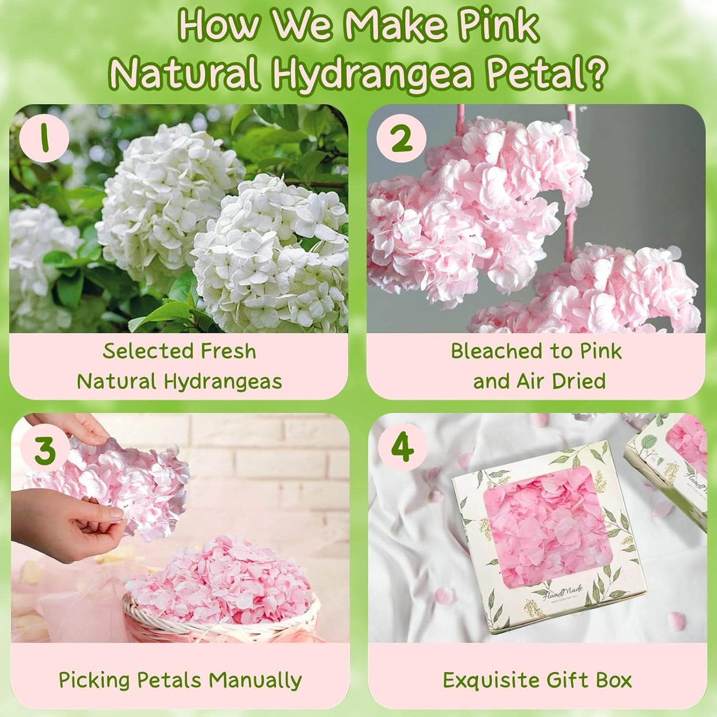 1500Pcs Real Hydrangea Pink Dried Flower Petals - 1.06 oz Natural Dried Pink Petals for Romantic Night, Her Set, Proposal Decor, Flower Girl Basket (30g)