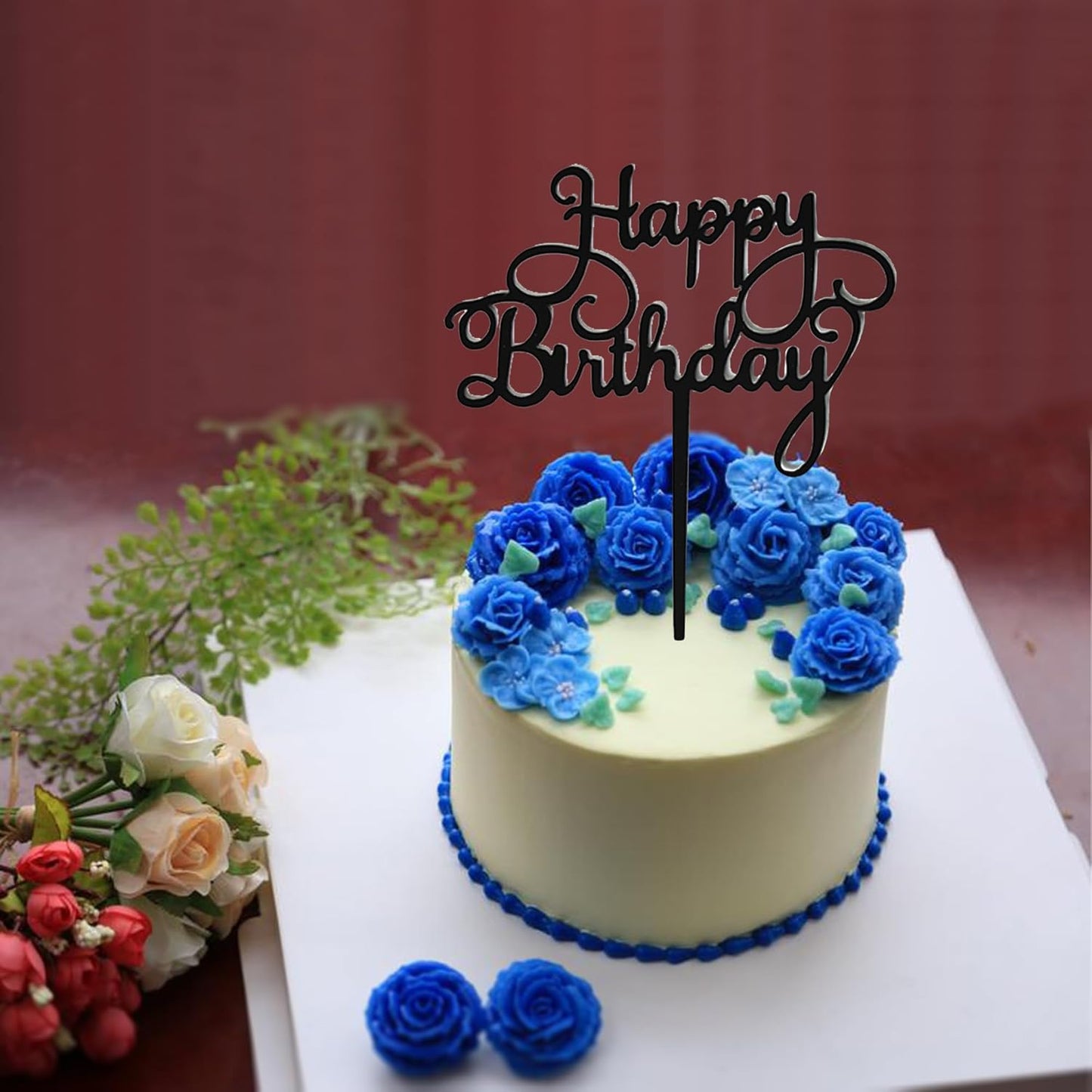 12 Pack Multi Styles Birthday Cake Topper Set, Acrylic Cake Bunting Decor Birthday Cake Picks Party Decorations Supplies(Gold)