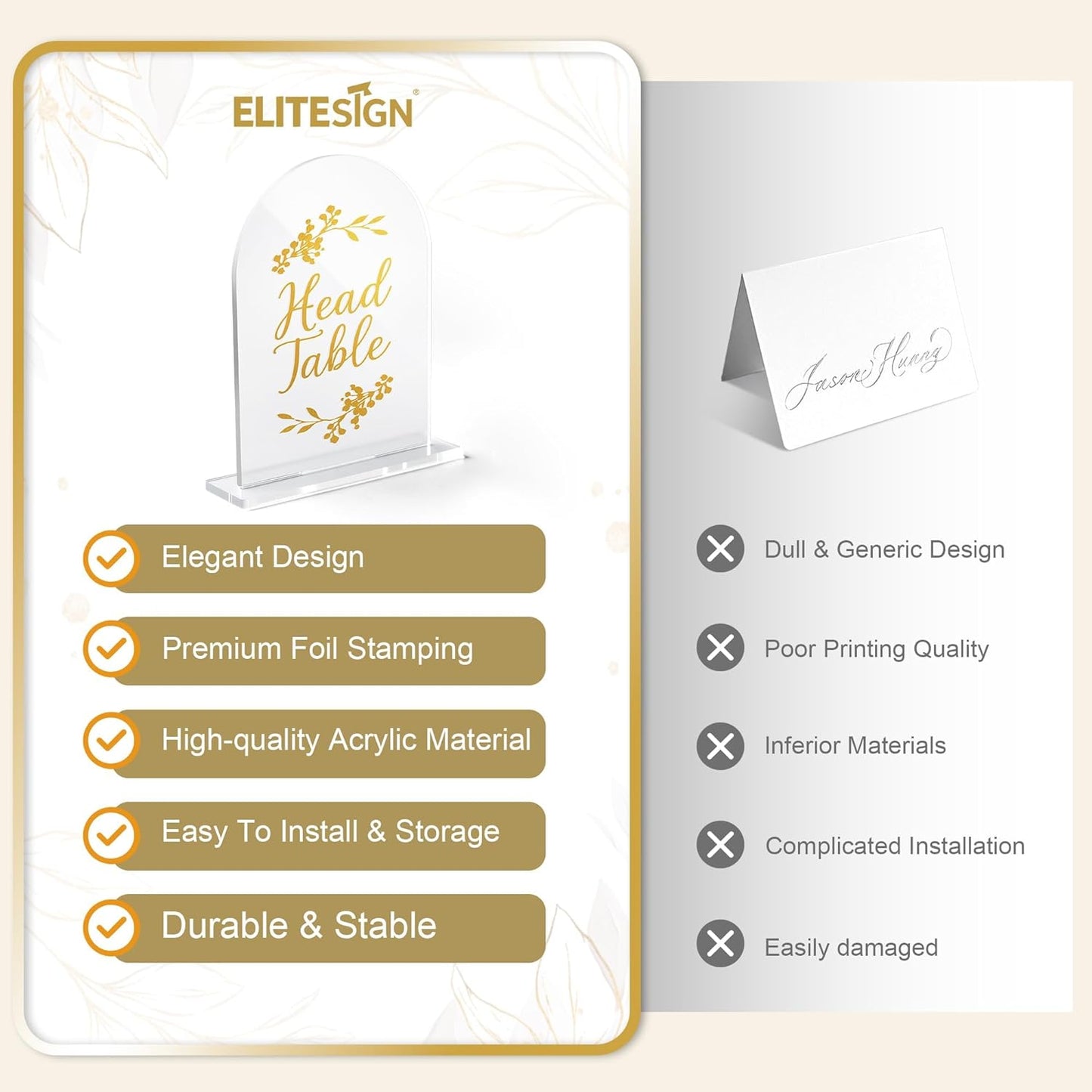 Wedding Table Numbers 1-25 Clear Acrylic Seating Number Signs for Weddings Reception Anniversary Party Decor Seat Number for Tables with Elegant Gold Lettering