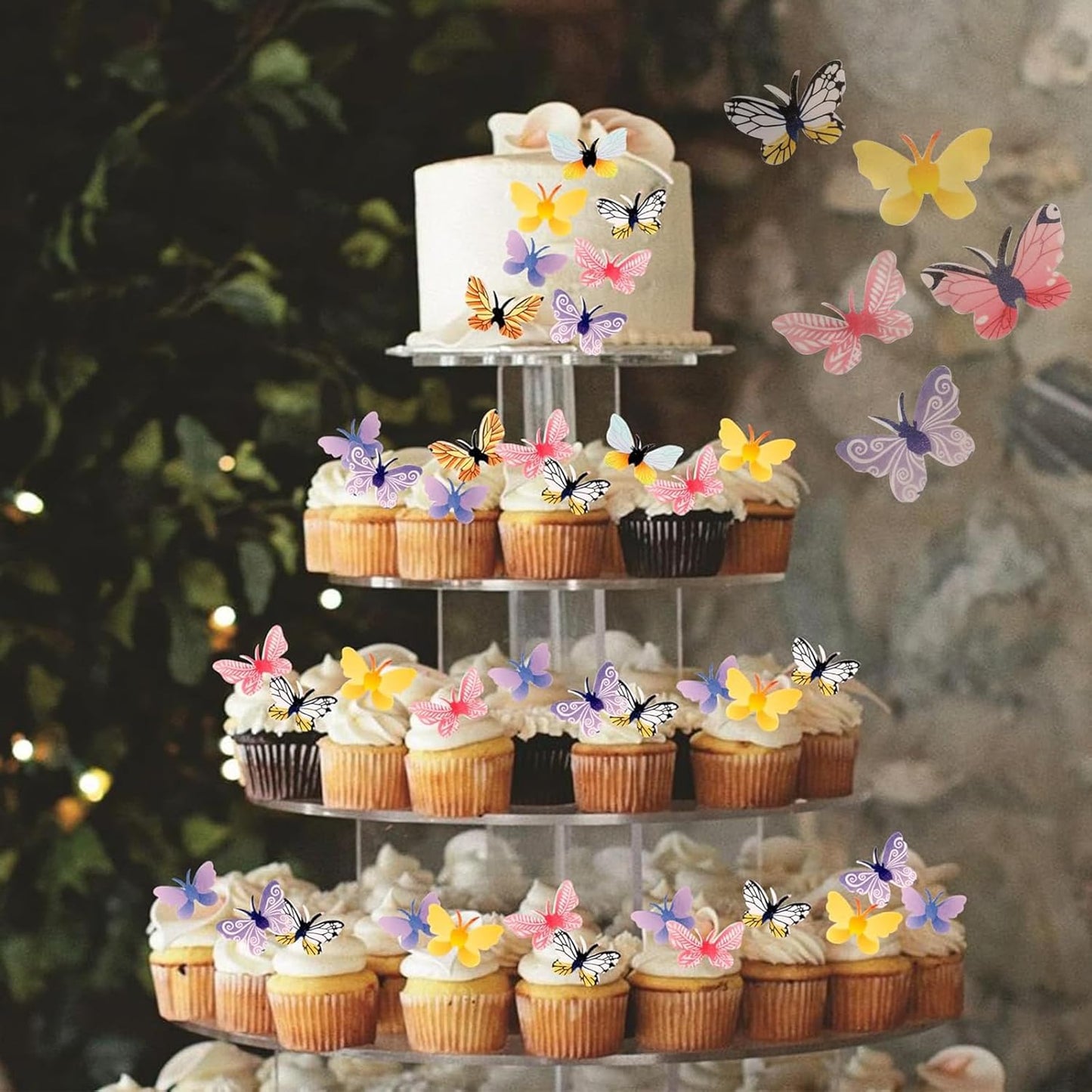 YOcity 72Pcs Edible Butterflies Cake Toppers Edible Butterfly Cupcake Toppers Wafer Paper Butterflies Edible Butterfly Cake Decorations for Wedding Birthday Party Cupcakes Decorating(Mix Color)