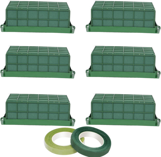 6 Packs Floral Foam Cage Flower Holder with Floral Foam Blocks for Fresh Flower, Artificial Flowers,Wedding, Florist Flower Foam, Flower Arrangement Supplies