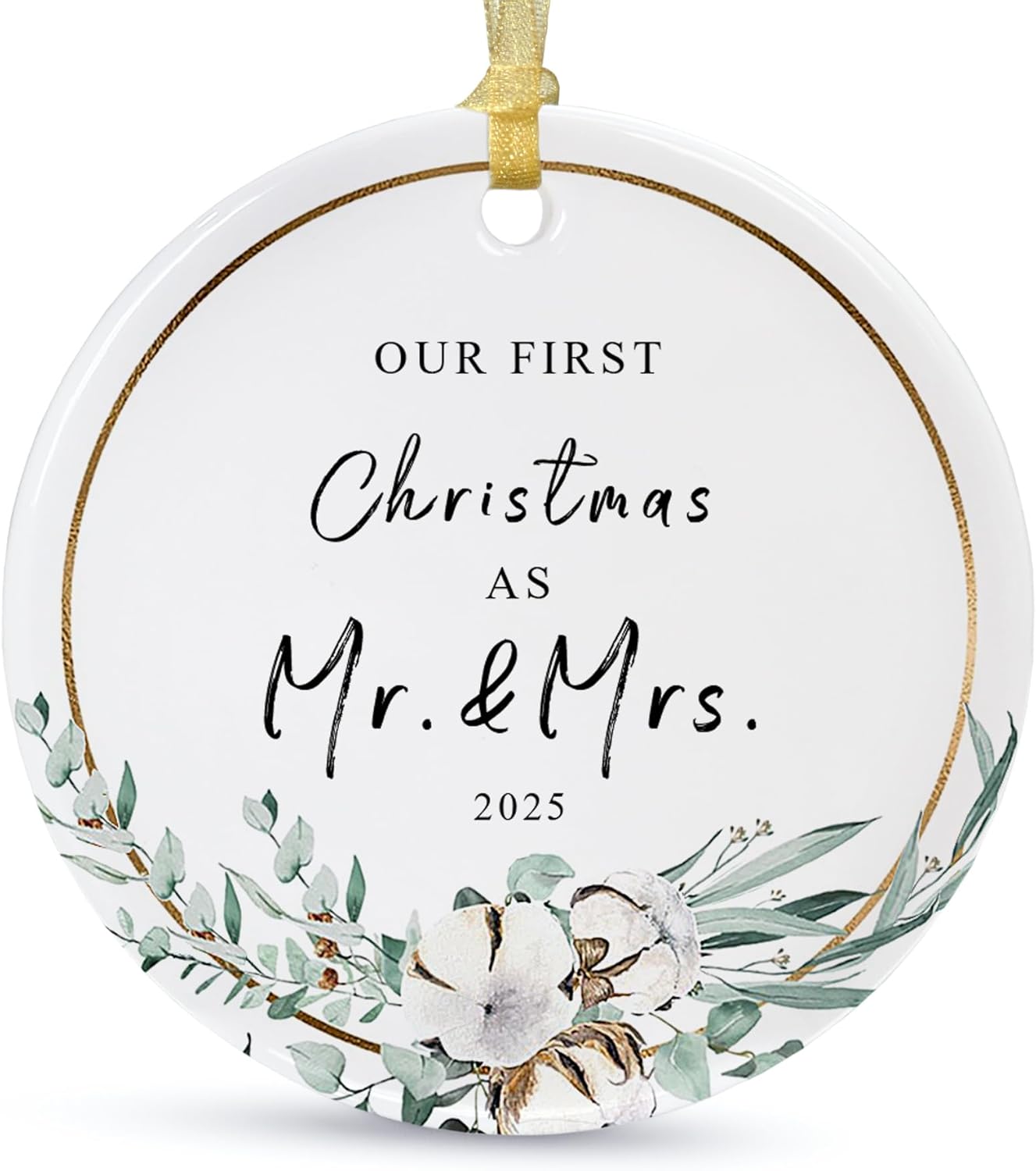 2025 First Christmas Married Ornament,First Year as Mr and Mrs Christmas Hanging Ornament Wedding Decoration for Couple