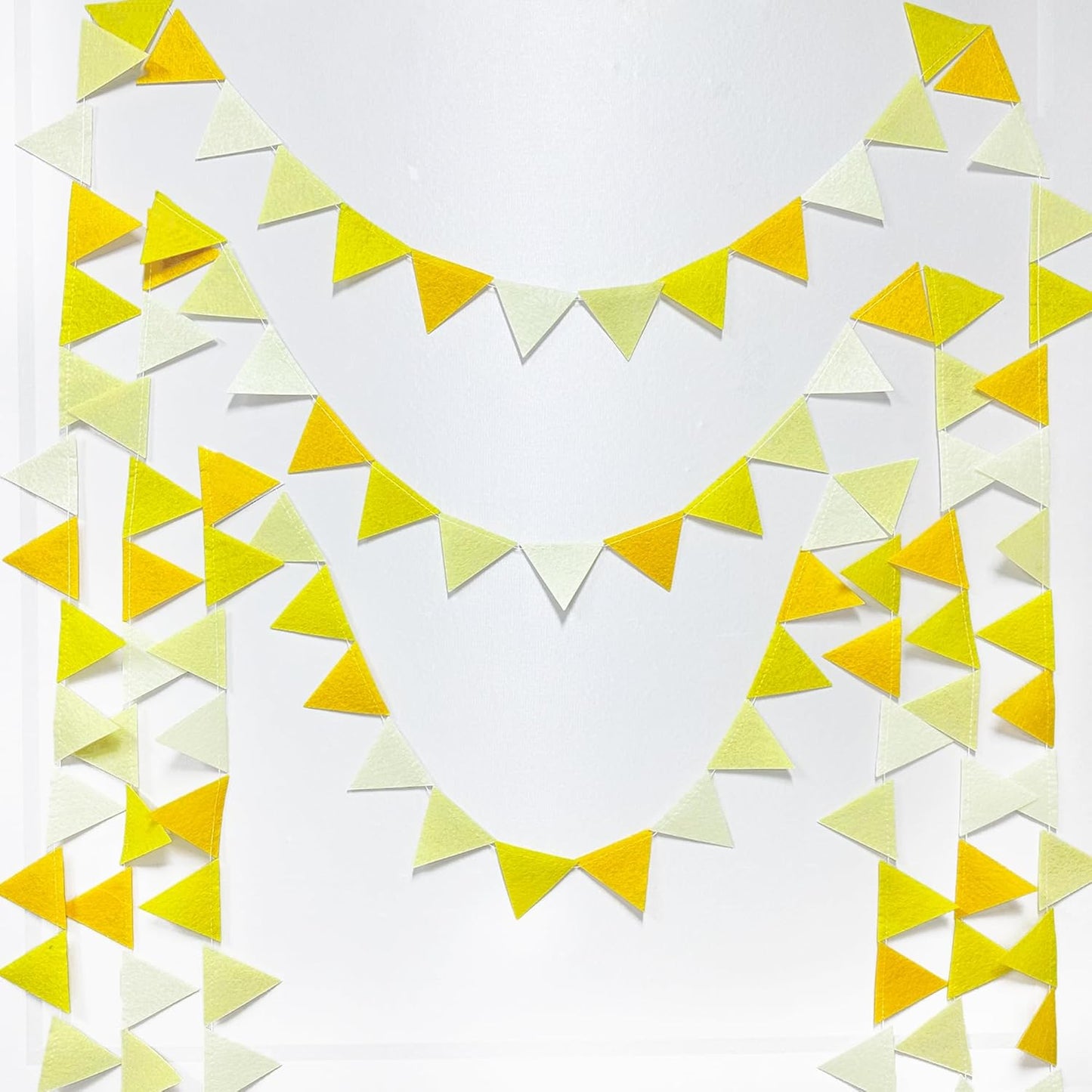 Yellow Party Decorations Ombre Yellow Felt Hanging Triangle Mini Bunting Pennant Banner Flag for Birthday Wedding Baby Shower Bridal Shower Engagement Lemon Bee Sunflower Party Classroom Nursery Decor
