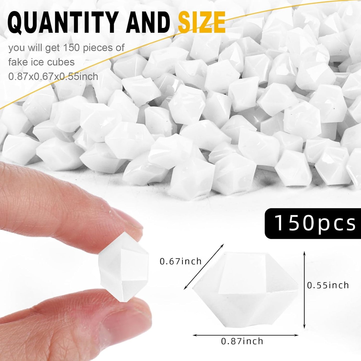 DomeStar 150PCS Fake Ice, White Acrylic Fake Diamonds Vase Filler Plastic Gems Crushed Ice Rocks for Home Table Decorations