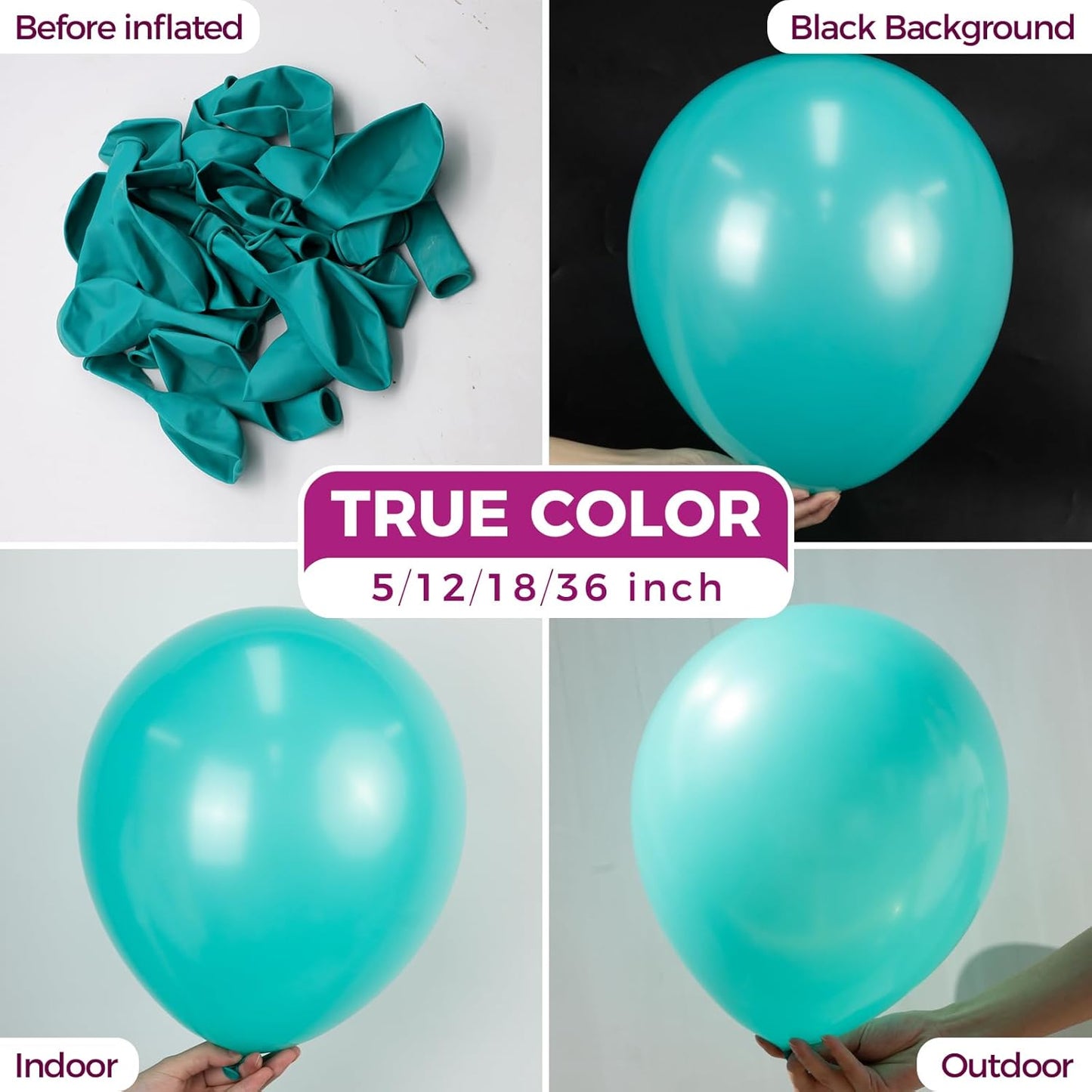 Bezente Teal Giant Balloons 36 Inch - 8 Pack Jumbo Teal Balloons Large Round Turquoise Latex Balloons for Wedding Bridal Shower Birthday Party Backdrop Decorations