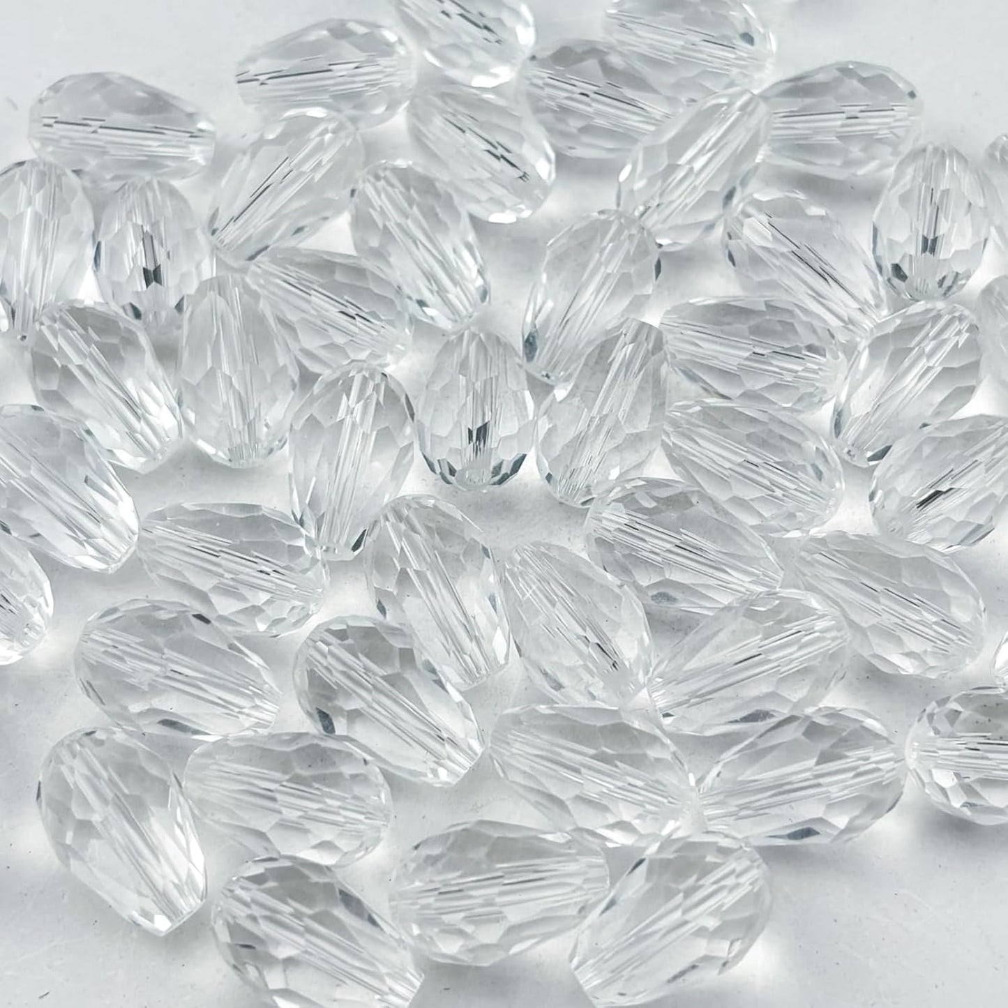 150pcs 4x6mm Teardrop Crystal Glass Beads for Jewelry Making, Faceted Vertical Hole Teardrop Glass Spacer Beads for Wind Chimes Bracelet Earring Necklace DIY Craft(Transparent)