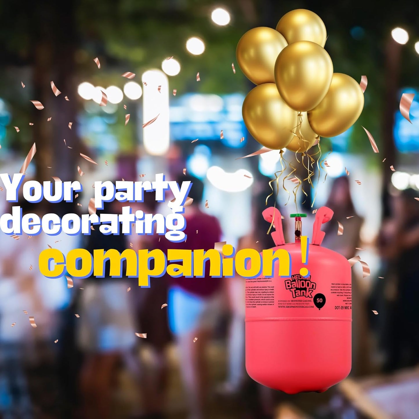 13L Helium Tank for Balloons at Home, Premium 99.99% Pure Helium Gas Kit, Inflates 50 9“Latex Balloons, Ideal for Birthdays, Weddings, Baby Showers (1-Pack)