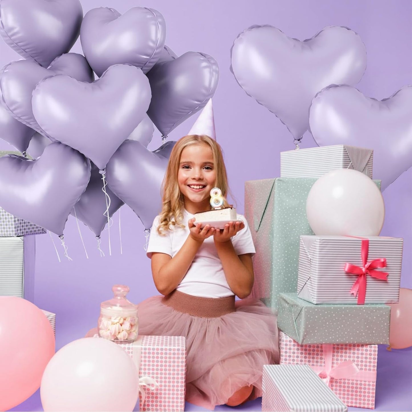 20 Inch Purple Heart Balloons, 10 Pcs Heart Balloons, Purple Valentines Day Helium Balloon for Valentine Bridal Shower Anniversary Wedding Birthday Party Decorations