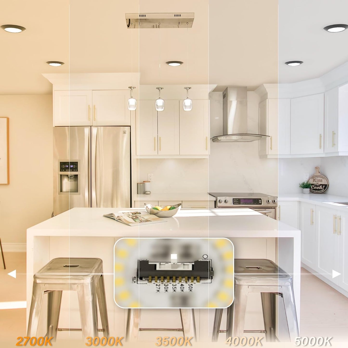 10 Packs 4 Inch Black LED Low Profile Recessed & Surface Mount Disk Light, Round, 10W, 600 Lumens, 5CCT Field Selectable, CRI80, DOB Design, Dimmable, ETL Listed