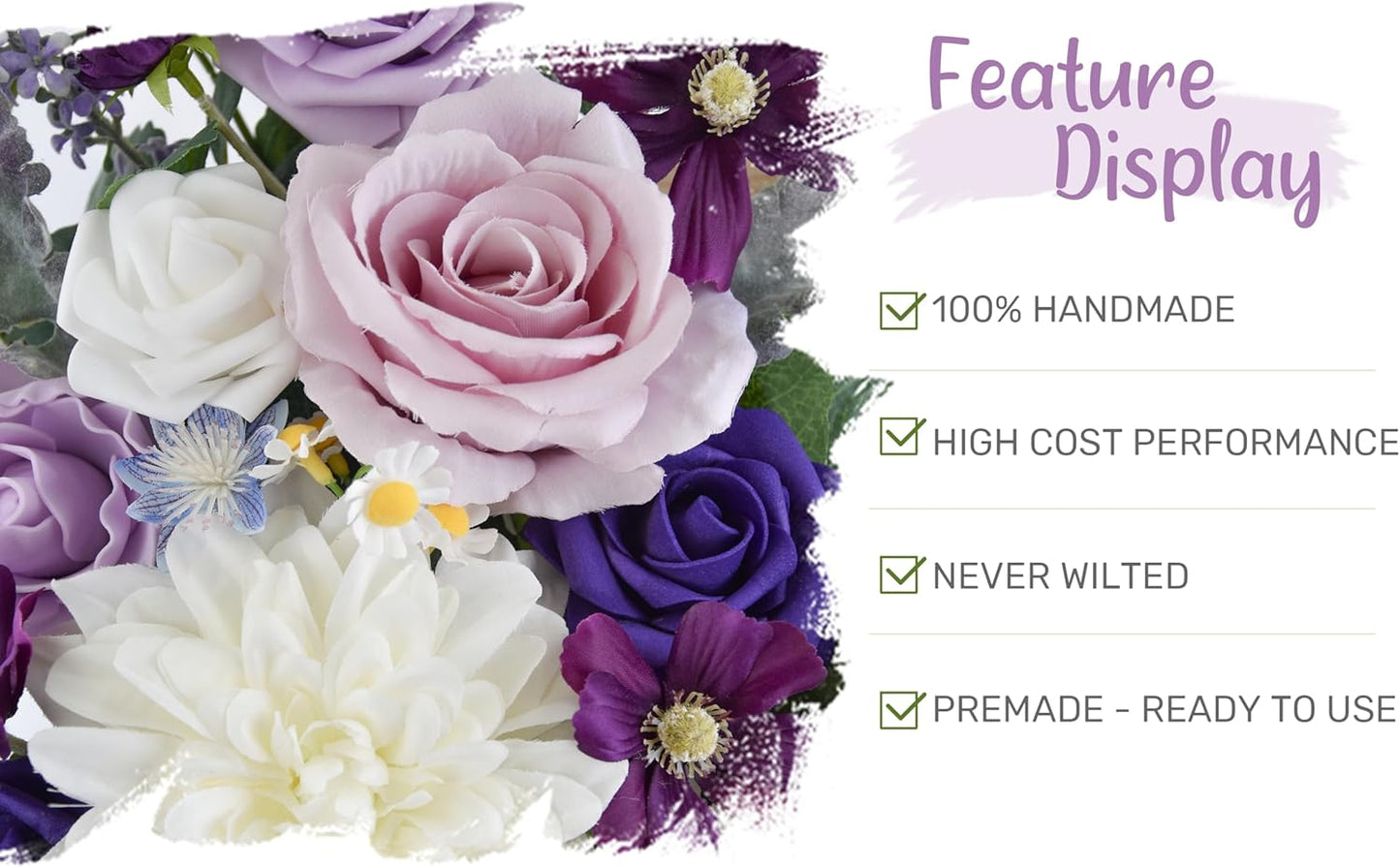 Wedding Arch Flower Kit of 2 - Artificial Flower Swag Wedding Welcome Sign Decorative Floral Swags for Wedding Reception Ceremony Signs Wedding Chair Ceremony Floral Decor (Lilac & Ivory)