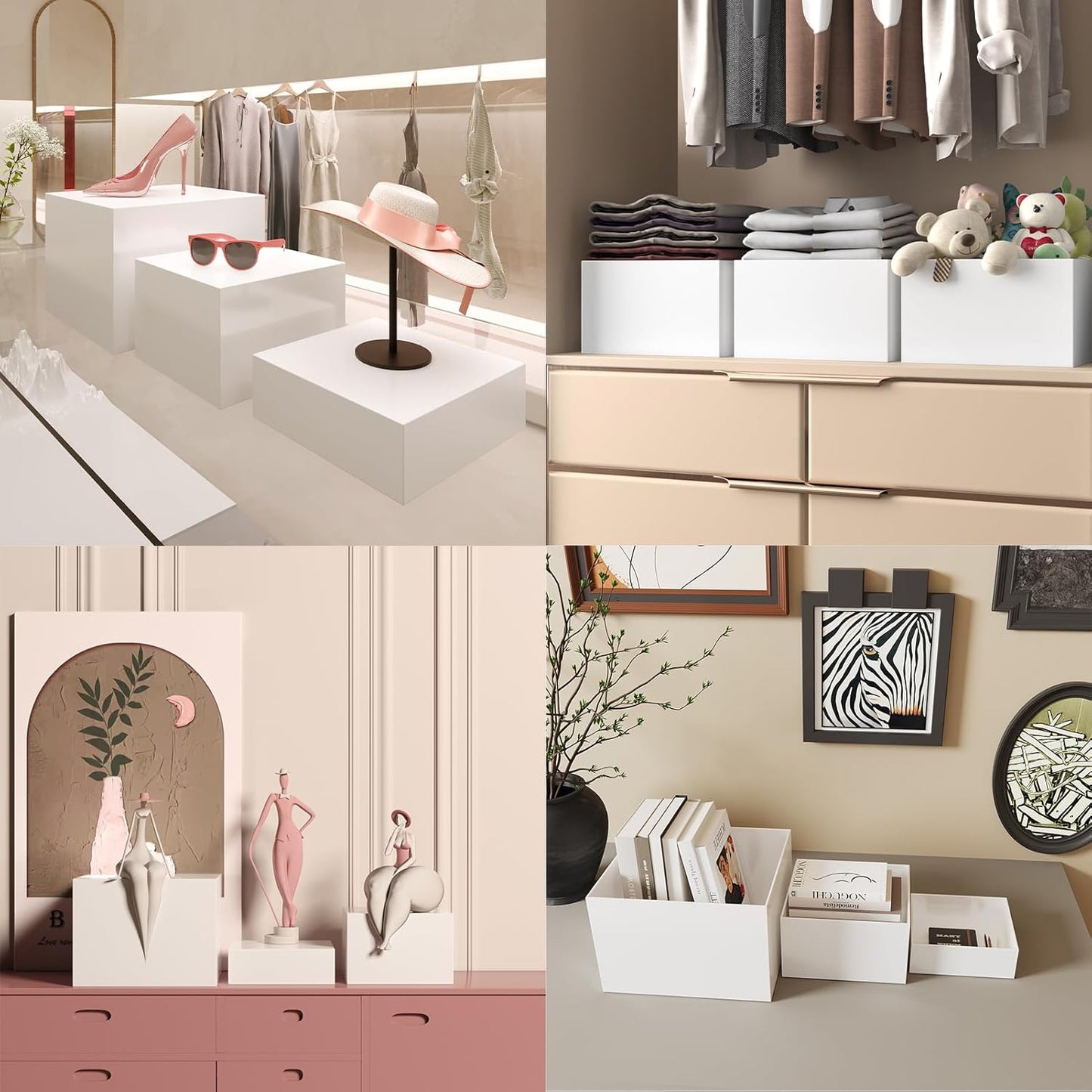 PecMuikee Buffet Risers, Food Risers for Buffet Table, Display Stand Shelf for Catering Dessert Collectibles Jewelry Figures Show, Acrylic Cube Display Nesting Risers with Hollow Bottoms 6PCS 8"9"10"