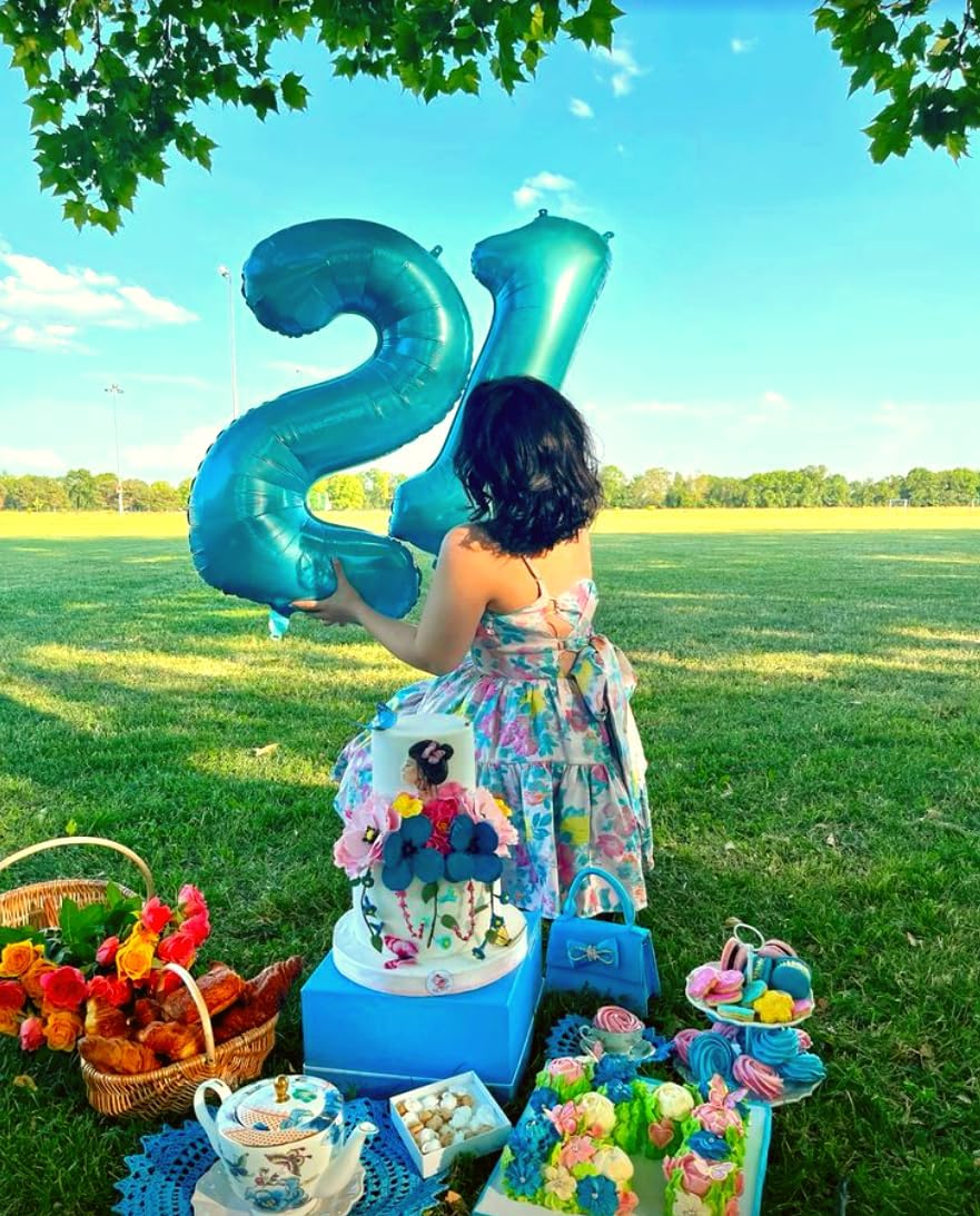 Blue Number 1 Balloon 40 inch, Number 1 Birthday Balloons for Boy Girl, Blue Foil One Balloon for 1st 10 11 12 16 18 Birthday Party, Anniversary Celebration Numbers Decorations