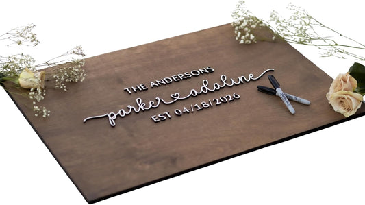 Personalized Last Name Guest Book, Unique Guest Book Sign, Custom Alternative Guest Book, Wooden Guest Book, Wedding Ceremony Guestbook Sign (Design 2)