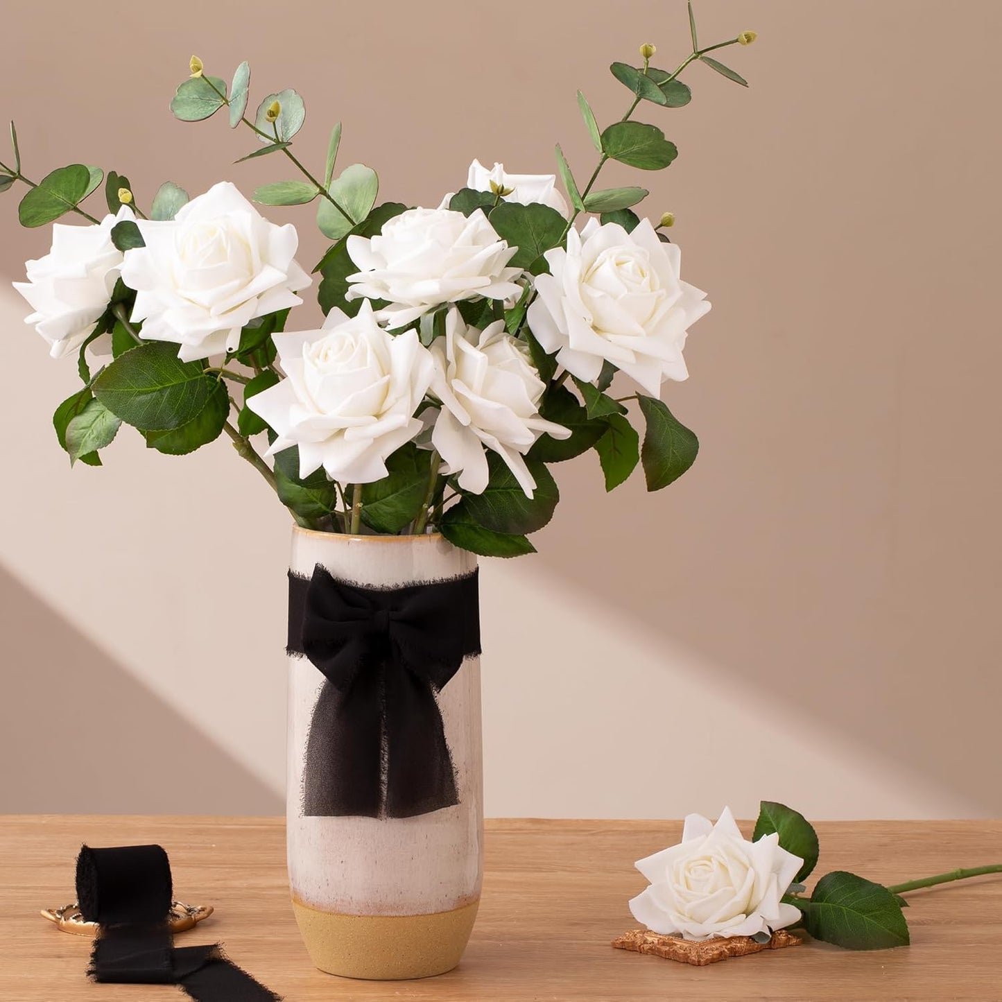 DORIS HOME Black Chiffon Ribbon for Flower Bouquet, 2" x21Yd Fabric Ribbon for Gift Wrapping, Handmade Frayed Ribbon for Wedding/Christmas Decorations