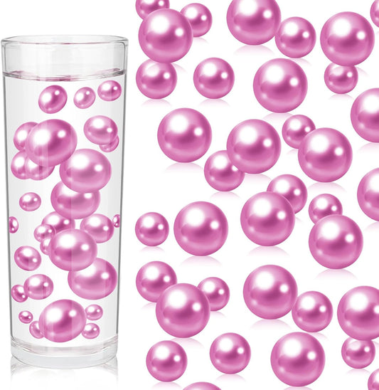 100PCS Dark Purple Faux Pearls Beads for Centerpiece Vases, Vase Filler Faux Pearls, No Holes Filler Beads for Party Anniversary Birthday Wedding Table Decor, 14/20/30mm