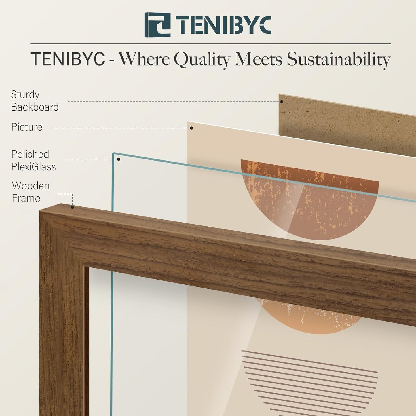 14x24 Picture Frame 3 Pack - Brown Woodgrain, Wood Poster Frame, Gallery Poster Frame - Wall Hanging