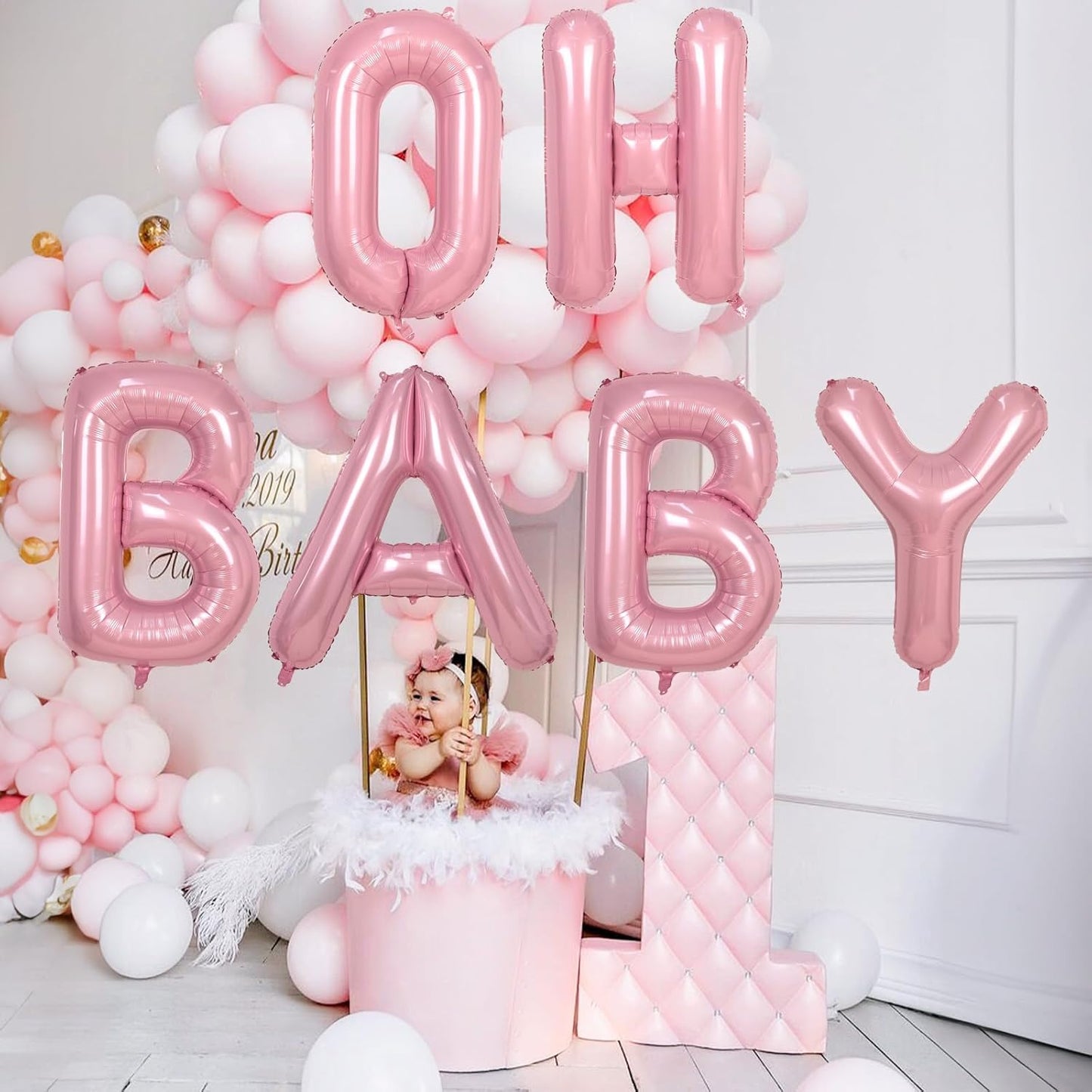 Giant Letter Y Foil Balloon Baby Pink, Pastel Pink Inflatable Word Balloon Y Alphabet Birthday Decor, 40 Inch Pearl Pink A-Z Custom Alphabet Balloons for Girls Baby Shower Party Decoration Supplies