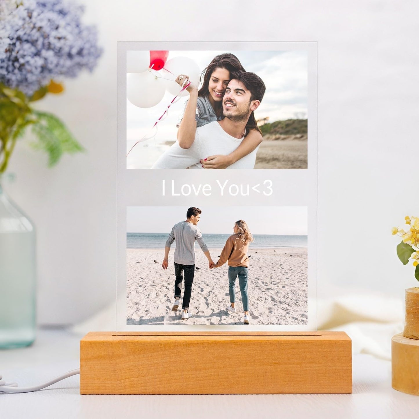 Personalized Anniversary Couple Gifts for Women & Men, Custom Picture Frames with Photo, Personalized Photo Frame with Night Light, Customized Picture Frame, Custom Photo Gifts for Her & Him