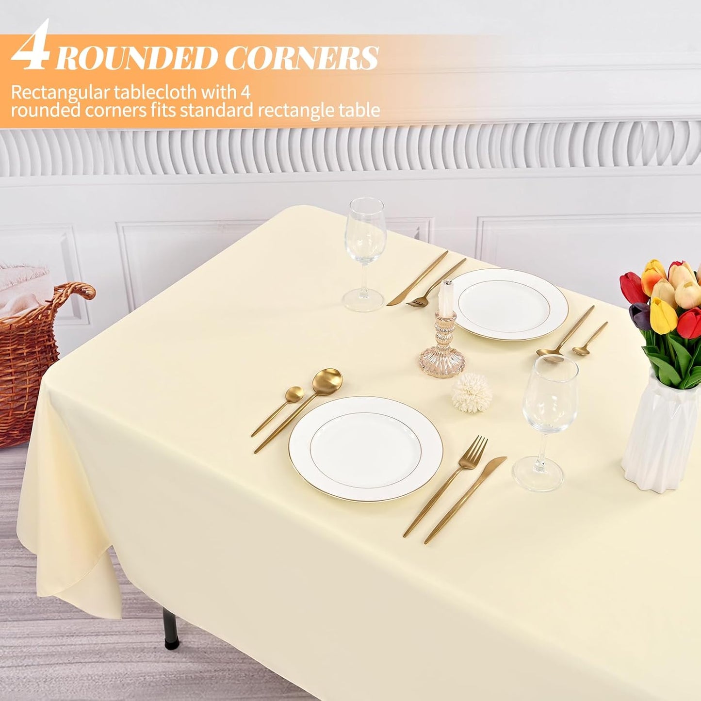 12 Pack 60 x 102 Inch Rectangle Tablecloth, Beige Tablecloth for 6 Feet Rectangle Tables, Stain and Wrinkle Resistant Washable Fabric Table Cloth for Wedding Dining Table Buffet Parties Camping