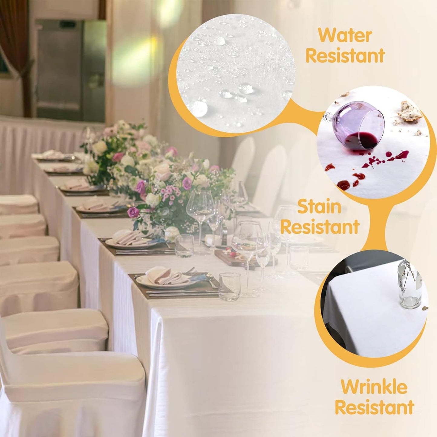 BRILLMAX 8 Pack White Tablecloths for 8 Foot Rectangle Tables 60 x 126 Inch - 8ft Rectangular Bulk Linen Polyester Fabric Washable Cloth Cover for Wedding Reception Banquet Birthday Party