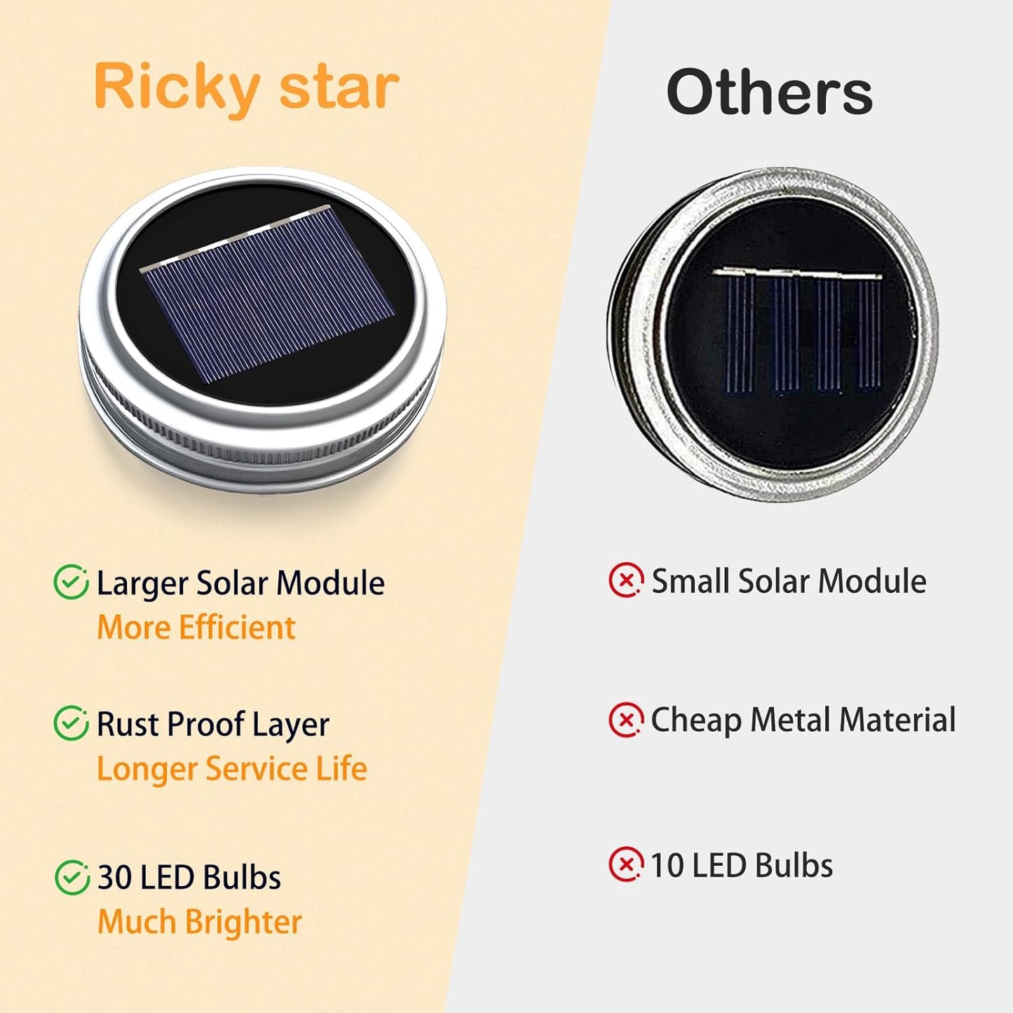 ZNYCYE Mason Jar Solar Lights for Outside, 6 Pack 30 LED Fairy Lights Mason Jar Solar Lids Outdoor Waterproof String Lights with Hangers (No Jars) for Patio Garden Yard Lawn Decor - Warm White