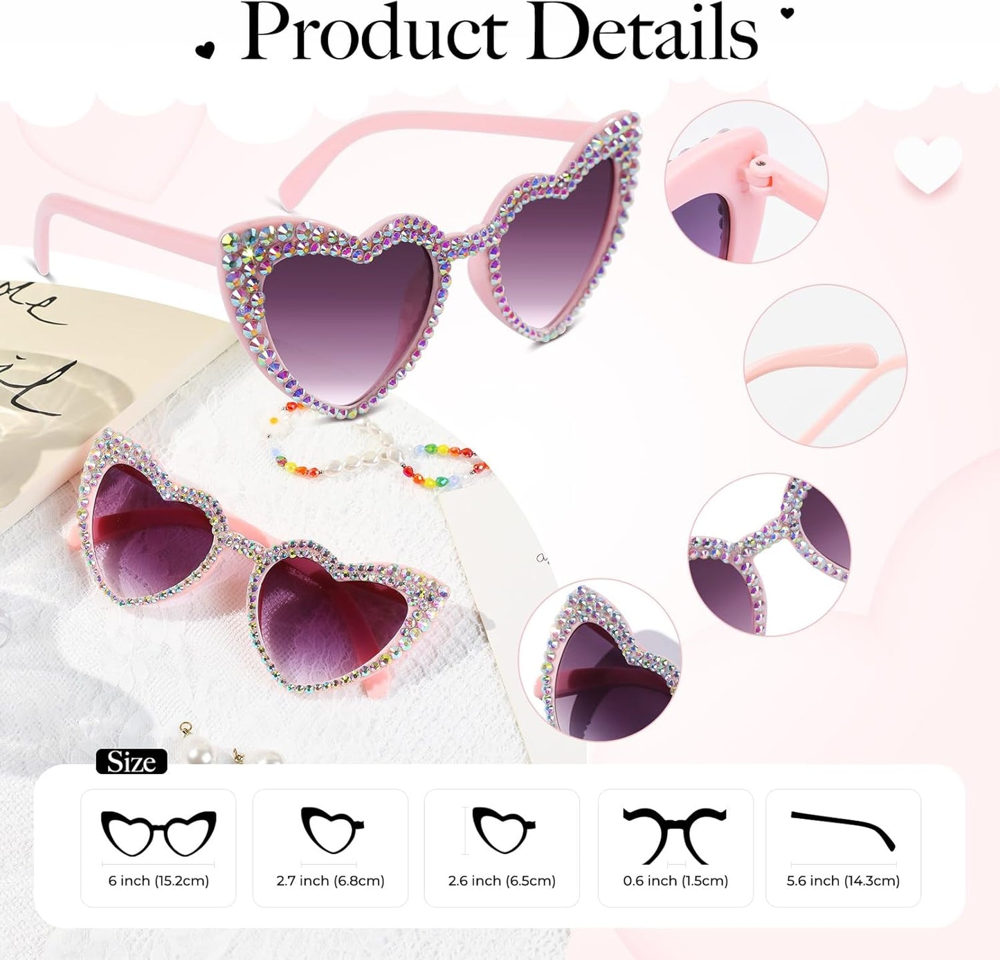 YOGFIT Heart Sunglasses for Women Fashion Classic Love Eye Protection Sunglasses Vintage Cute Heart Sunglasses