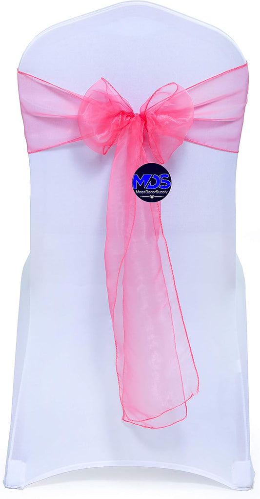 MDS Pack of 300 PCS Organza Chair Sashes Wider Dining Chair Bows Ribbon Tie Back for Wedding Party Birthday Bridal Shower Reception Event Banquet Home Chair Cover Decoration - Coral
