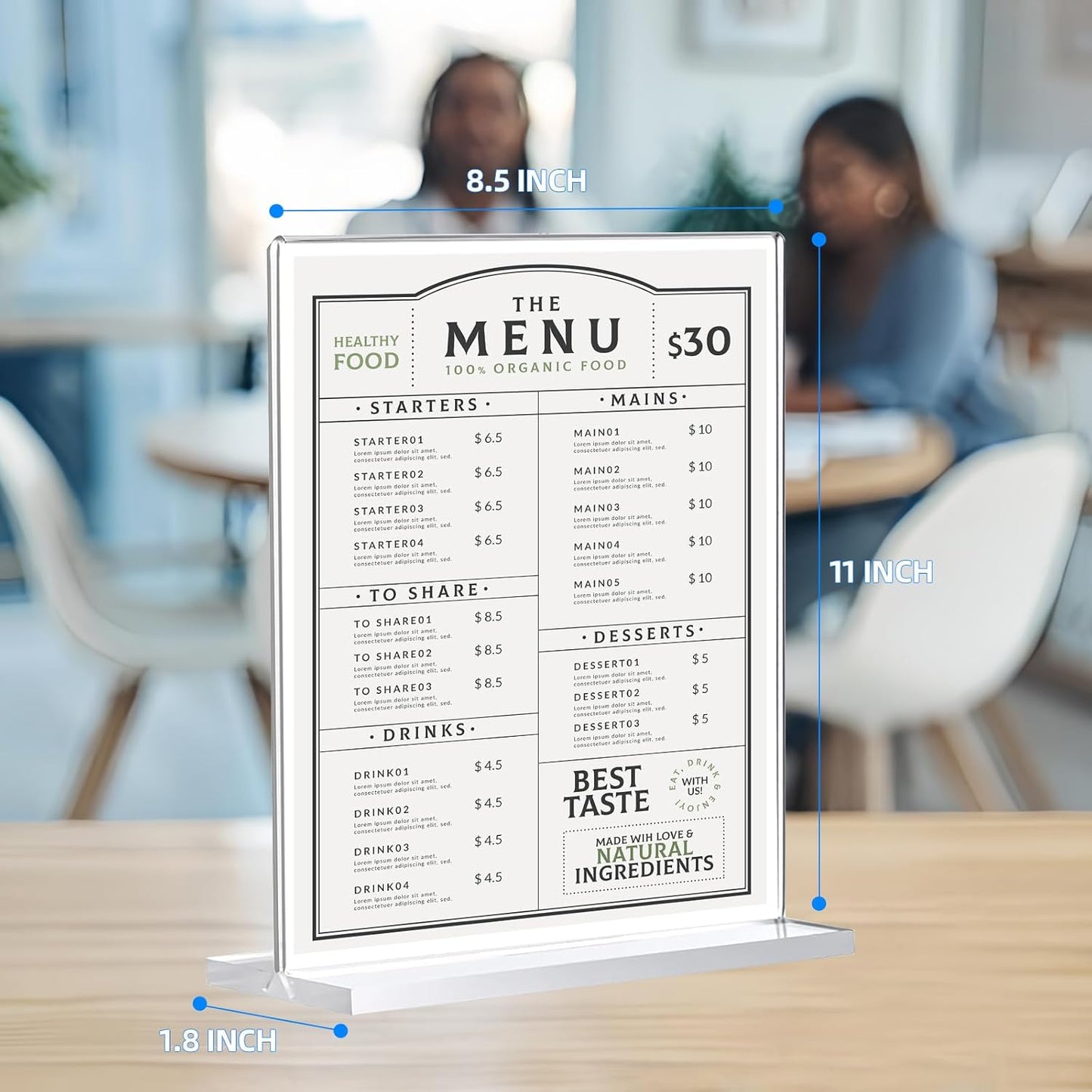 3 Pack Acrylic Sign Holder 8.5 x 11, Double-Sided Clear Sign Holder Plastic Stands for Display, T Shape Acrylic Table Sign Stands for Office Store Restaurants Wedding Party Decoration