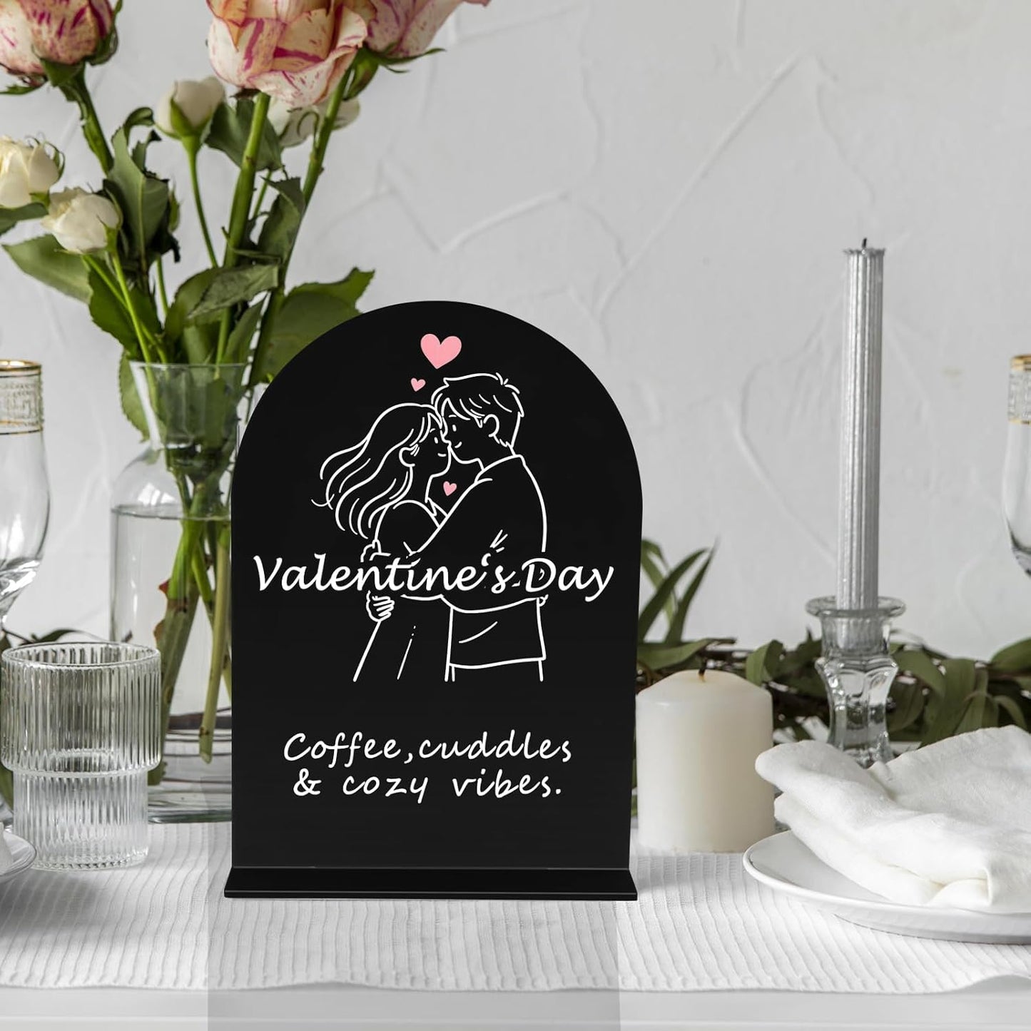 12 Pack Acrylic Wedding Signs 5 x 7 Inch DIY Blank Table Number with Base Black Arch Shape Menu Board for Party Anniversary Event Restaurant Cafe Decoration