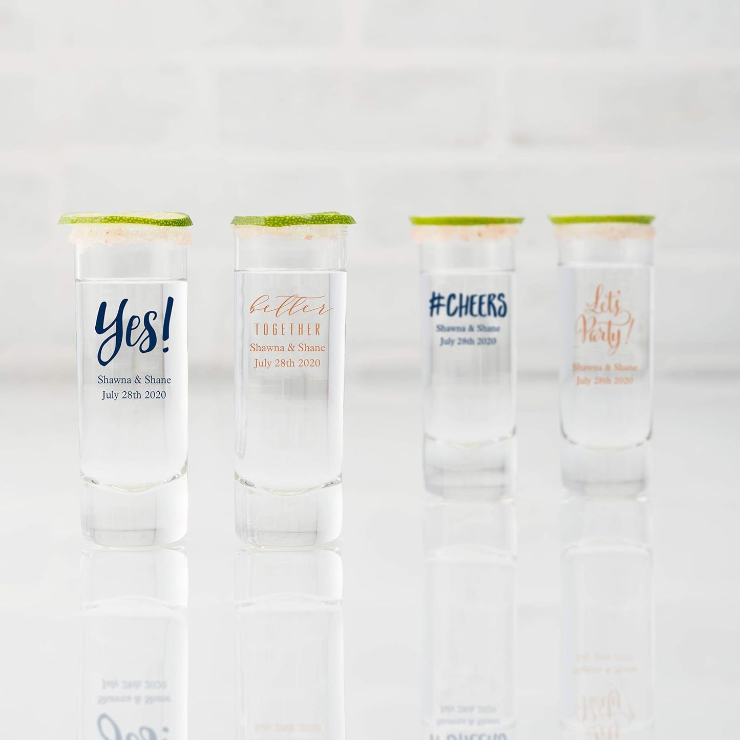 WEDDINGSTAR Personalized 2.5oz Tall Shot Glass Customizable Full Color Print - 180 pack