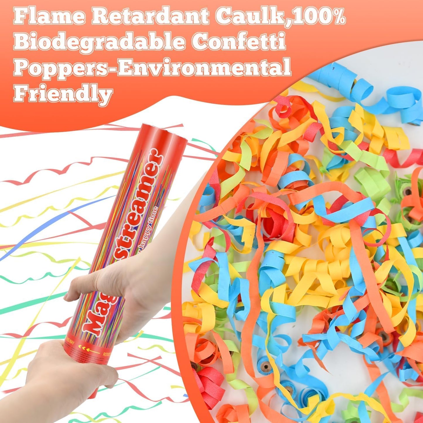 Confetti Poppers Multicolor Confetti Cannon 12 Inch Streamer Cannon 12 Pcs Multicolor Party Popper Cannon Streamer Poppers Bulk for Wedding Birthday Graduation Baby Shower Christmas New Year