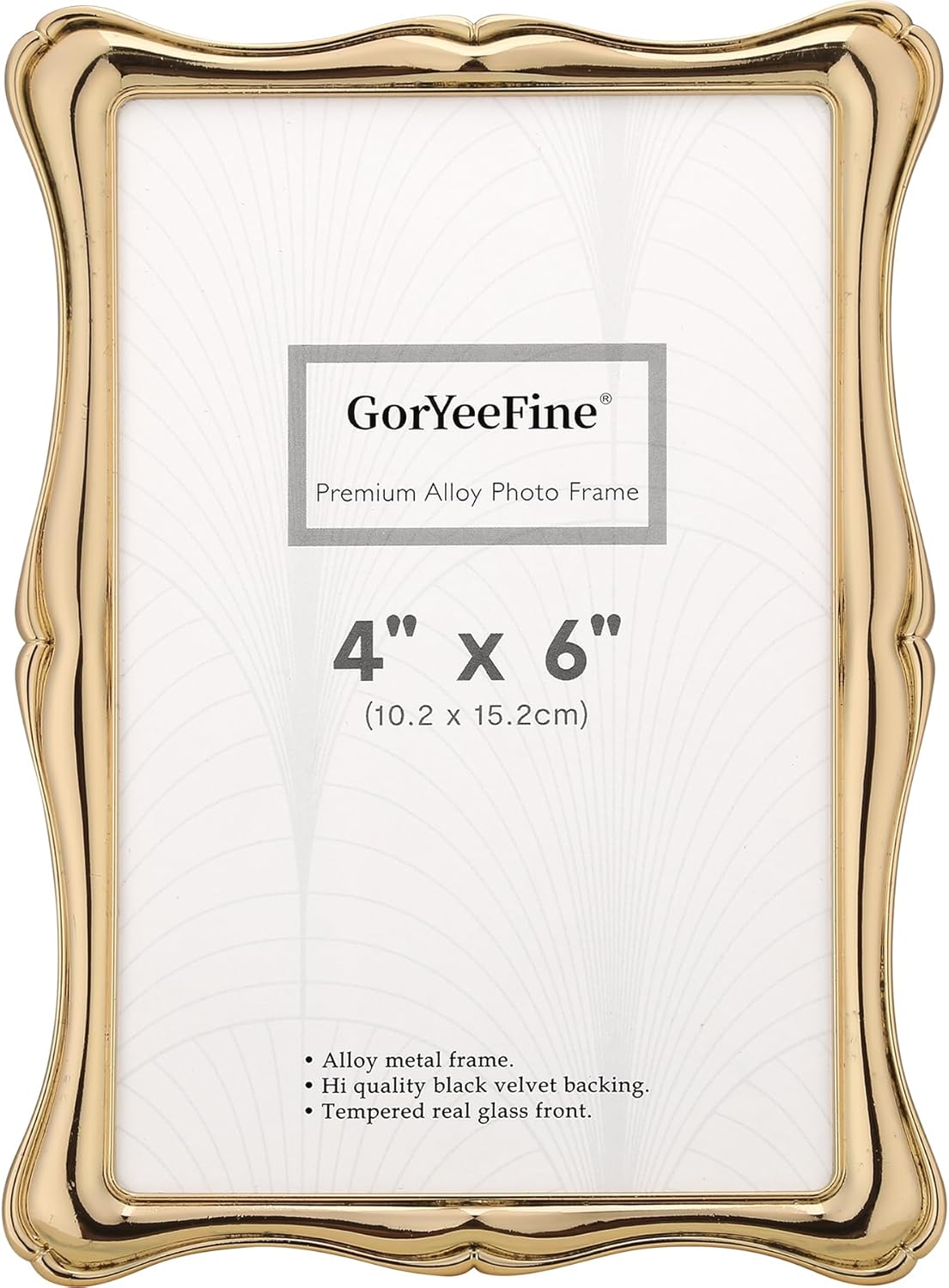 4 x 6'' Premium Alloy Gold Photo Frame - High-End Décor Picture Frames 6x4'' with Velvet Backing,Hi End Décor Metal Frames
