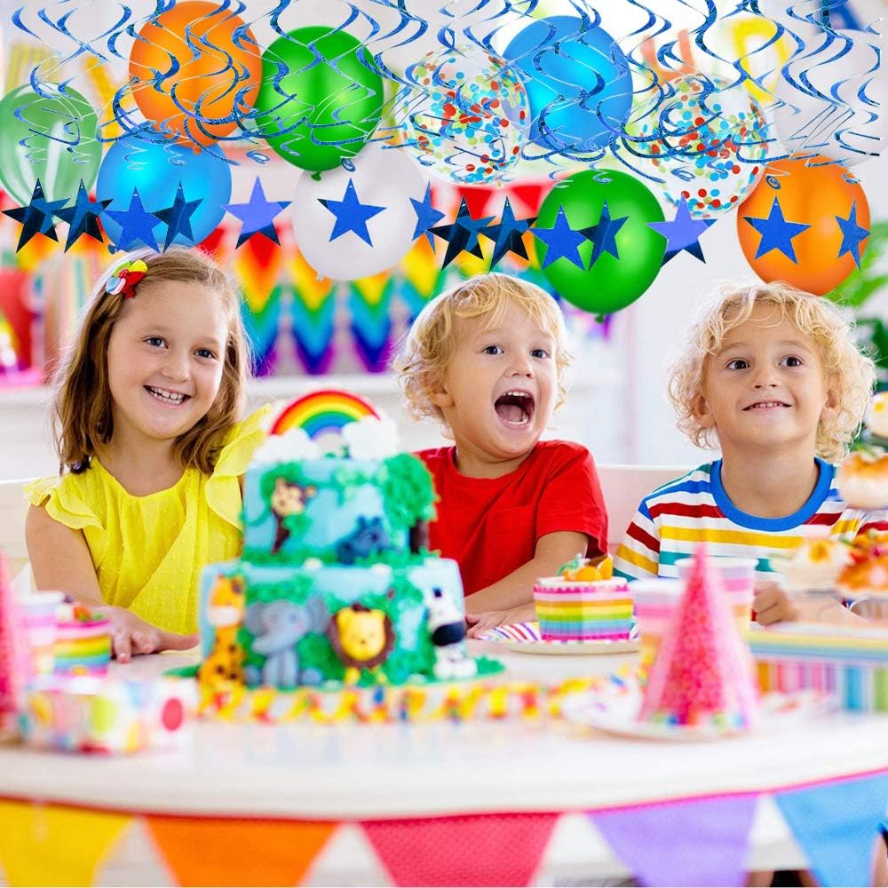 BEISHIDA Blue Star Hanging Swirl Decorations,Hanging Gold Party Supplies for Graduation Wedding Baby Shower Decorations,Pack of 15