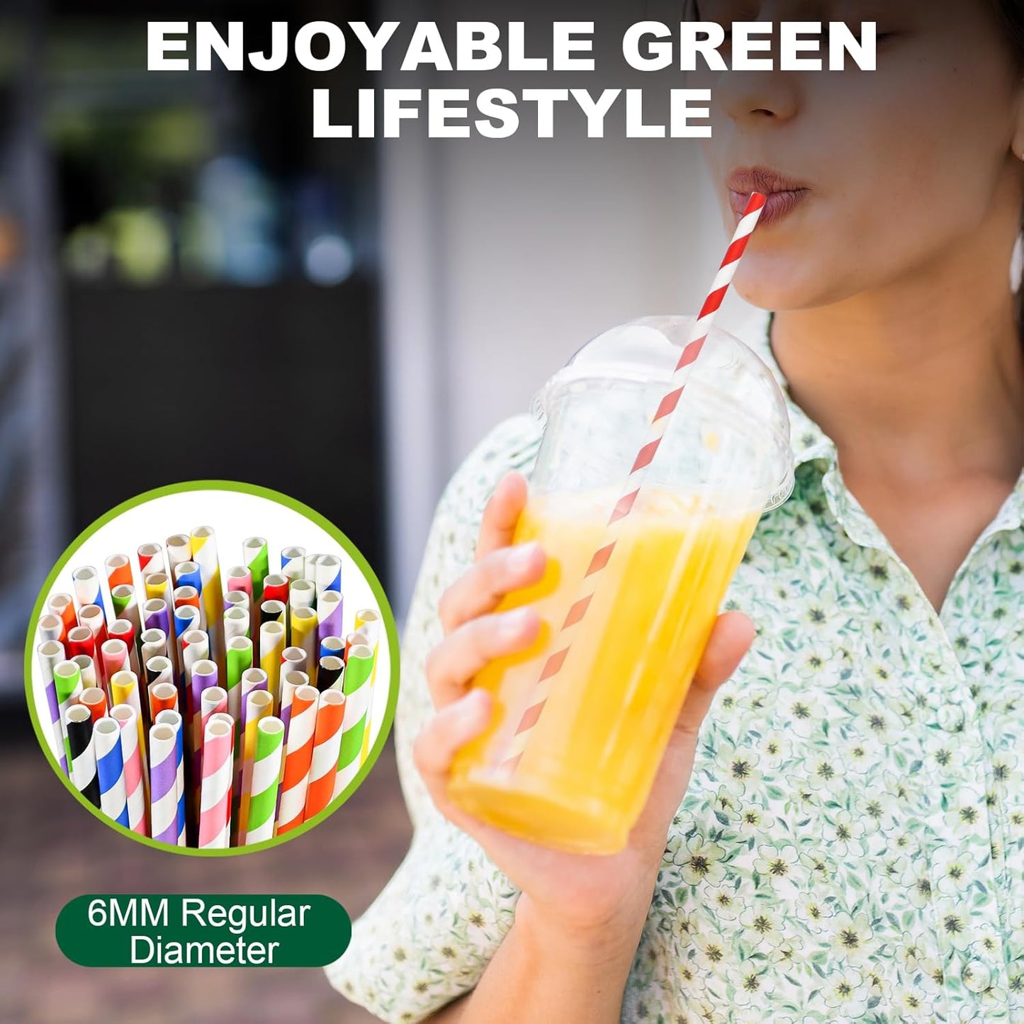 10 inch Long Disposable Paper Straws Bulk for Drinking - Unwrapped, 8 Assorted Colors [600 Counts]