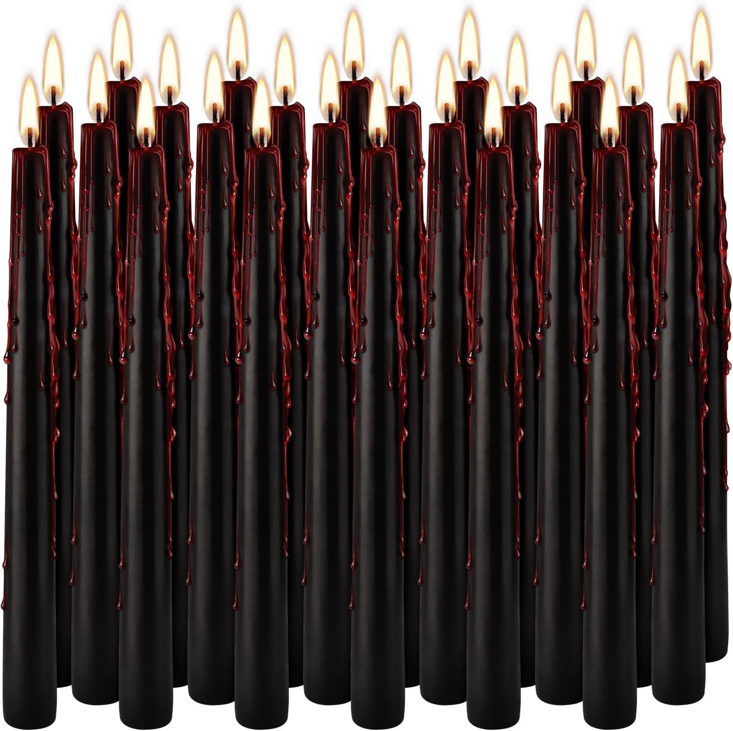 24 Pcs 10 Inch Vampire Blood Taper Candles Vampire Blood Candle, Ritual Spell Unscented Candle Halloween Spooky Decor for Haunted House, Gothic Theme Party.