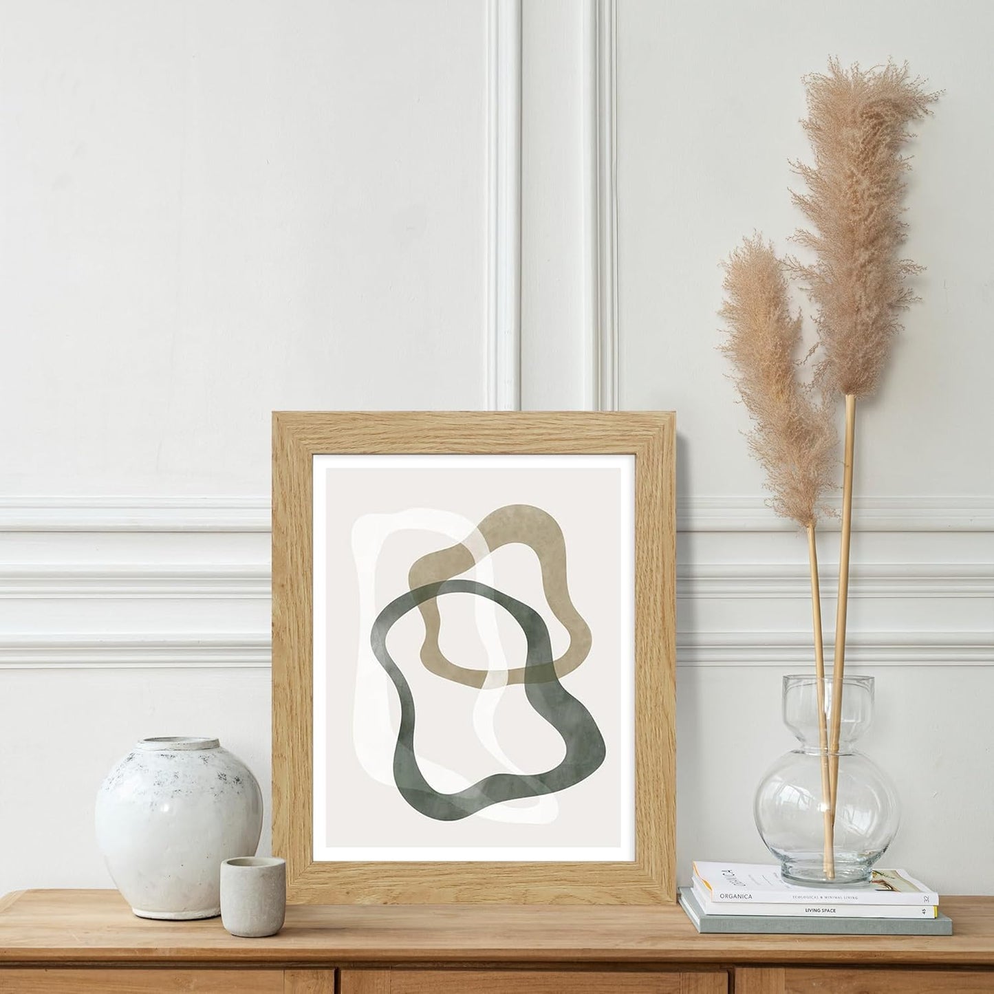 8.5x11 Picture Frame Set of 2, Natural Oak Certificate Document Frames with Glass Collage Frame, Display Pictures Two 5x7 With Mat or 8.5 x 11 Without Mat for Wall Hanging or Tabletop