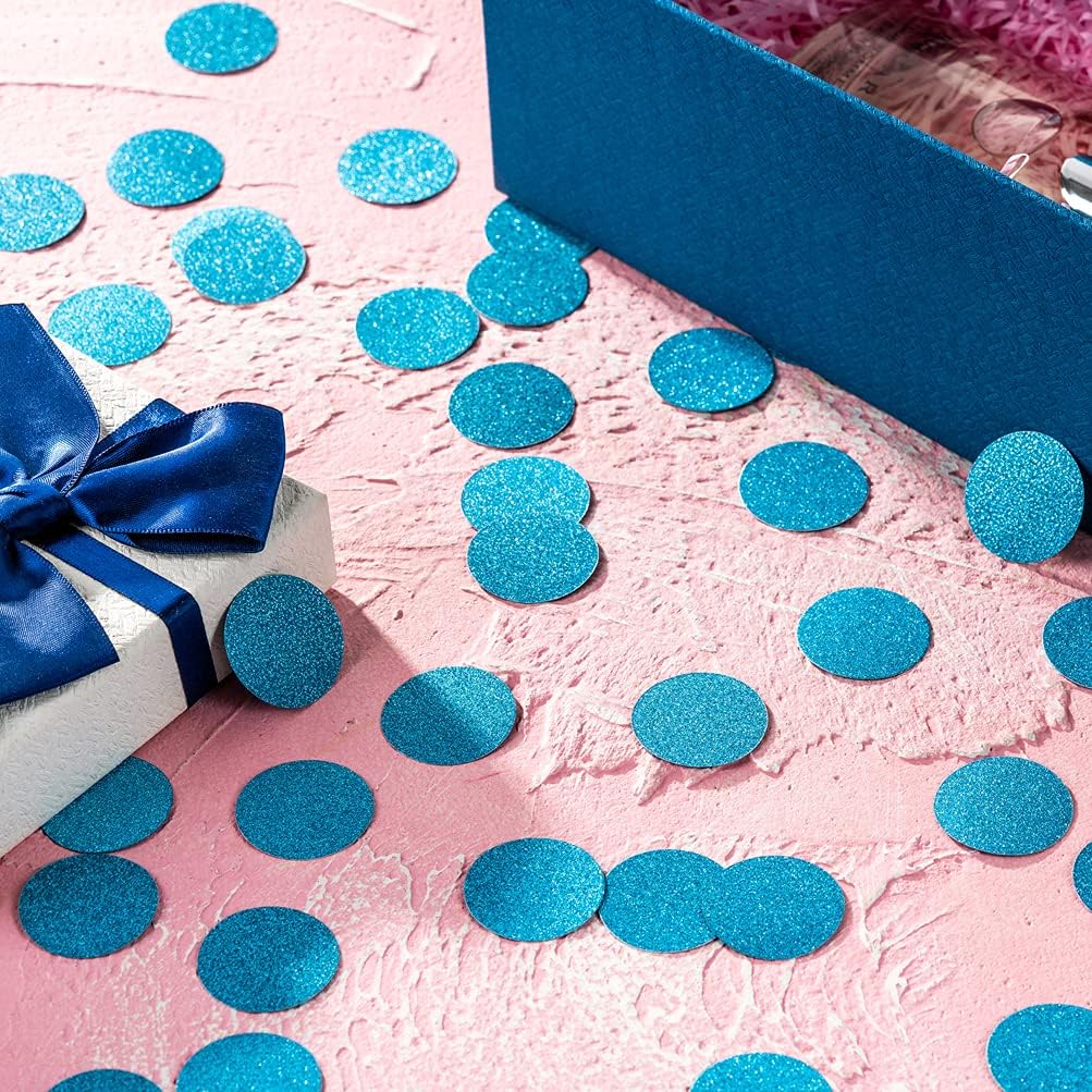 Glitter Blue Confetti Table Decoration for Graduation Birthday Baby Shower Summer Ocean Sea Bachelor Theme Party,1.2 inch in Diameter,200 Counts
