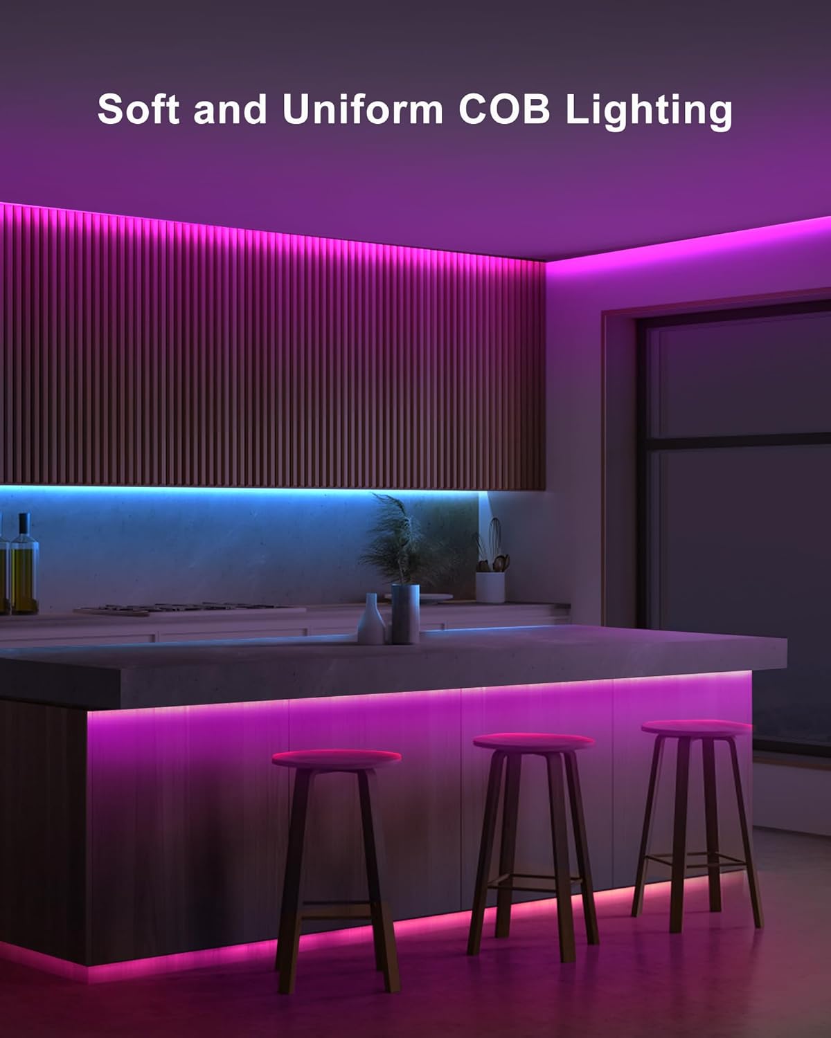 16.4ft Bluetooth RGB COB Led Strip Lights with Remote, Dimmable Smart App Led COB Light Strip, Color Changing Music Sync, Indoor RGB Led Lights for Bedroom, Home Decor, Party