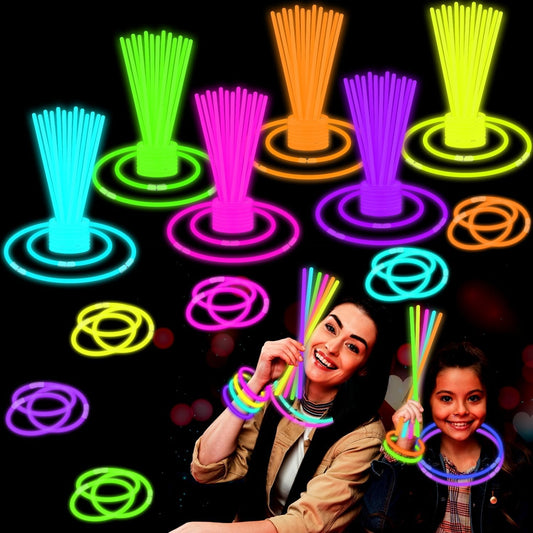 Halloween Glow Sticks Party Pack 8"-50, Light up Bracelets & Necklaces Accessories for Kids, Neon Glow in the Dark Party Favor Supplies Decoration for Birthday Camping Wedding Dance Parade Activities