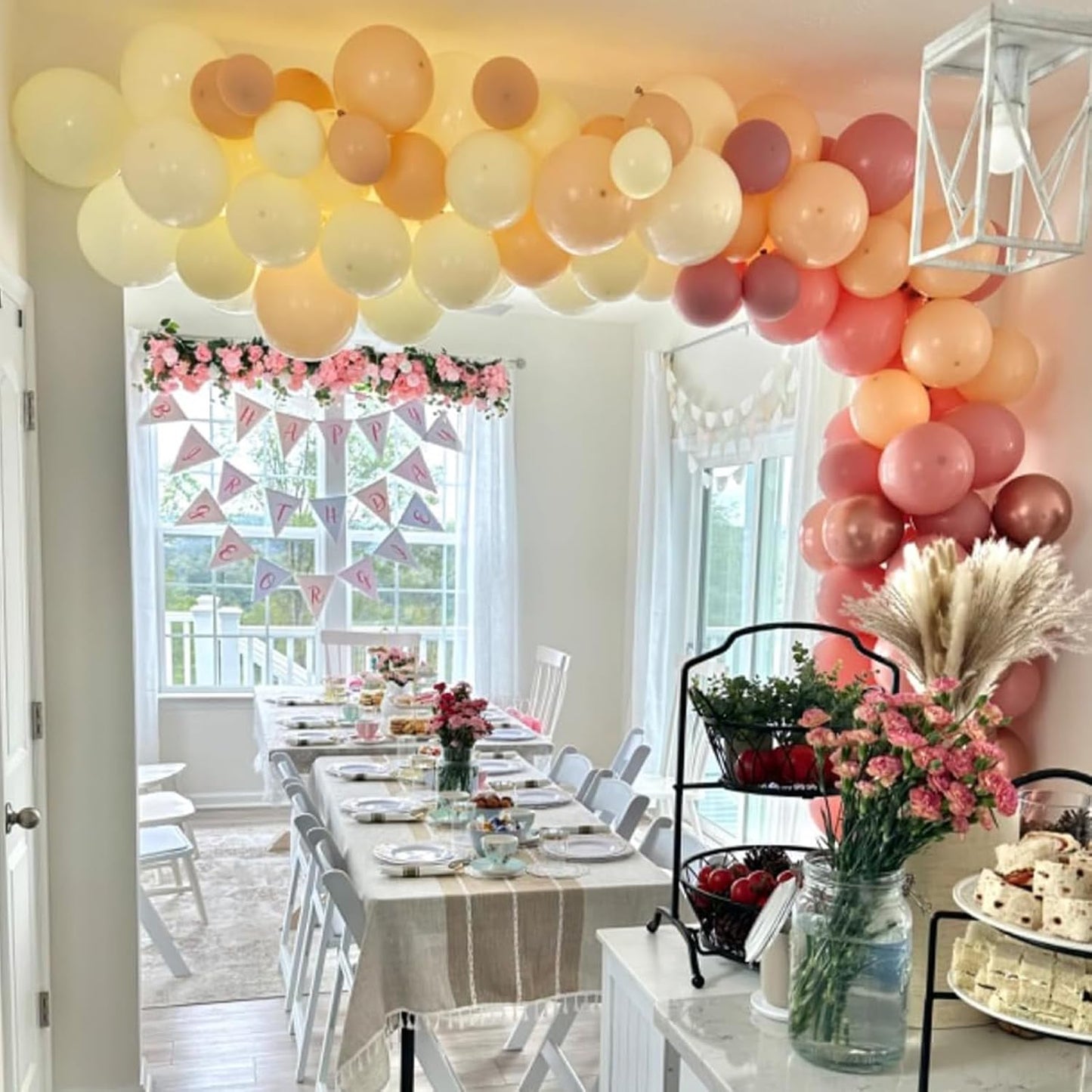 Togvu Retro Blush Pink Balloons, 60 Packs 12 Inch Dusty Pink Metallic Chrome Rose Gold White Sand Nude Balloons for Bridal Baby Shower Girls Boho Birthday Wedding Decorations Supplies Pink D-001