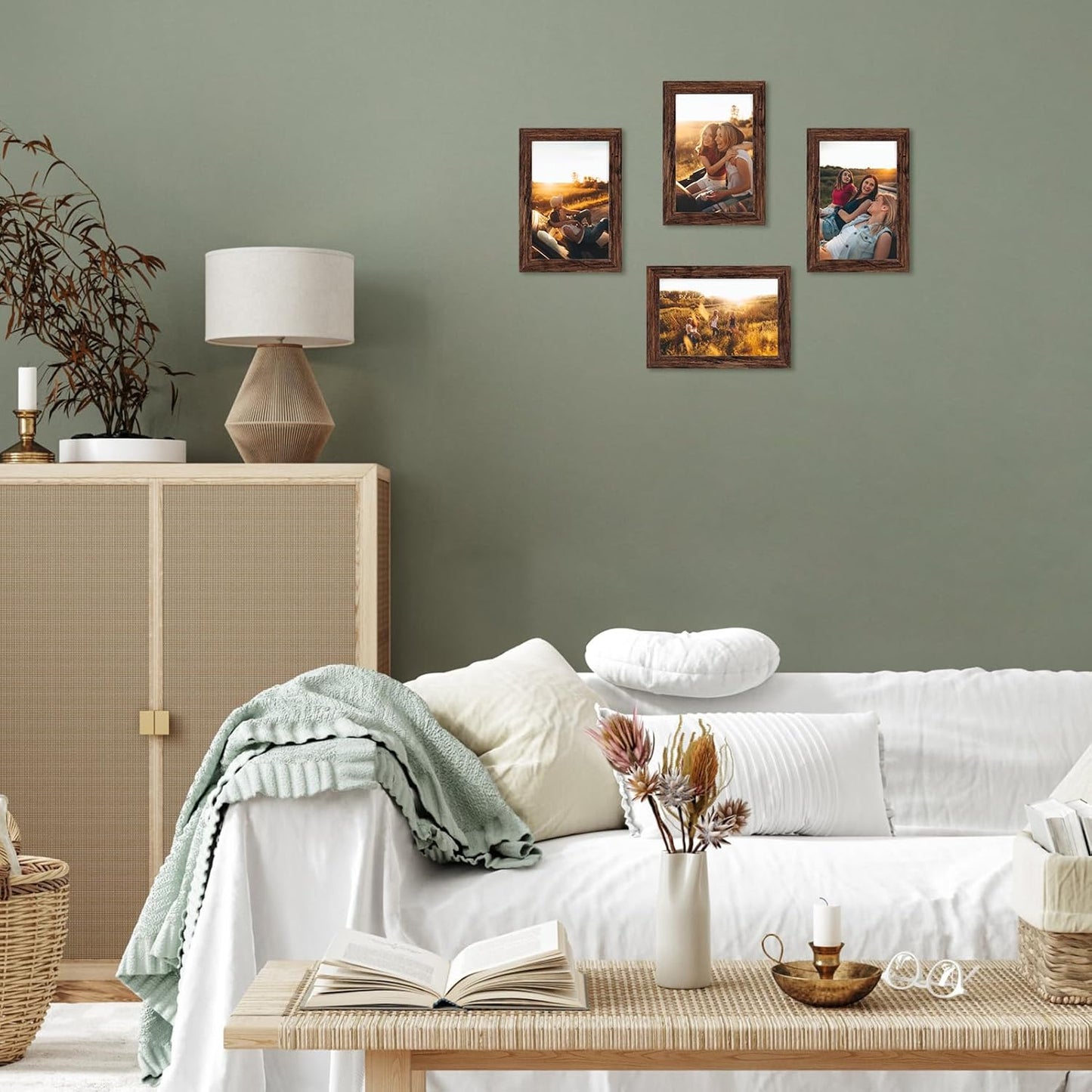 PETAFLOP Wooden Bulk 4x6 Picture Frame Set of 18, Rustic Brown Photo Frames Fits 4 by 6 for Wall or Tabletop Display