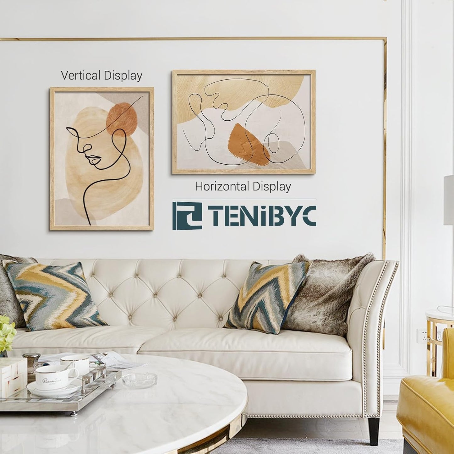 20x28 Picture Frame 4 Pack - Textured Natural Solid Wood Gallery Poster Frame - Wall Hanging