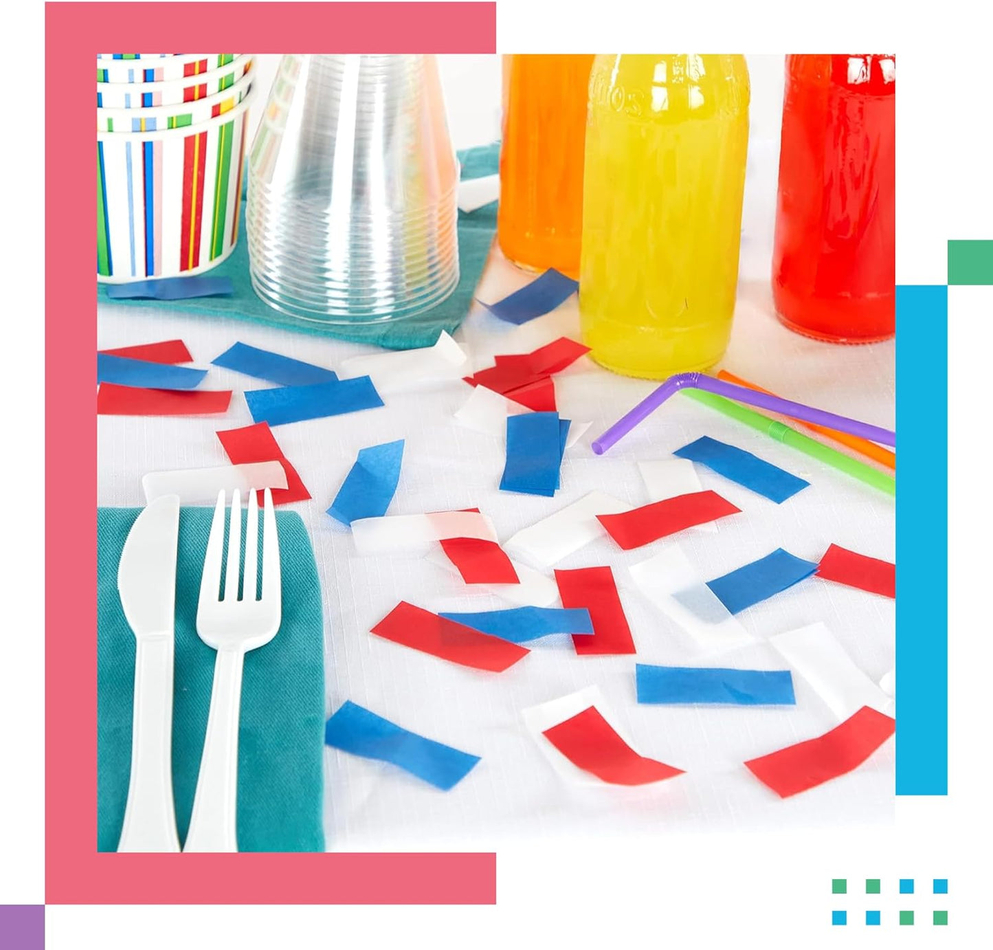 Red, White and Blue Biodegradable Confetti - Rectangular Flame-Resistant Tissue Paper Confetti for Cannon and Launcher use – Best for Gender Reveal, and Parties - 20 lb, 320 oz