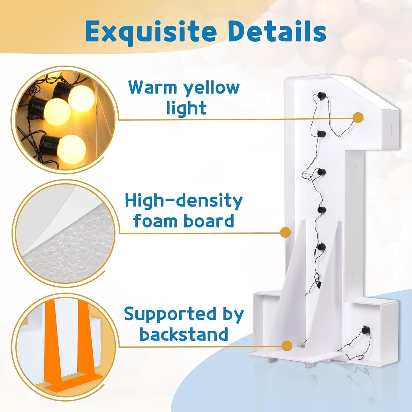 Marquee Numbers 3 Feet Tall Large Light Up Numbers 21st Birthday Decorations Girl Boy Big Yellow Light Outdoor Anniversary Decorations Balloon Arch Kit Party Backdrop 21