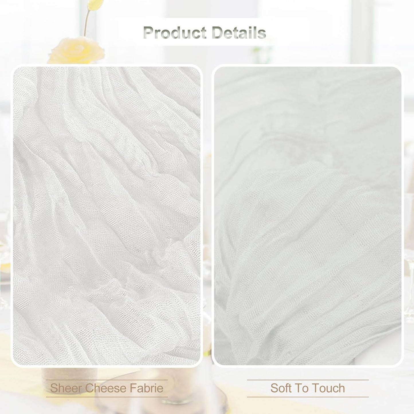 10 Pack White Cheesecloth Table Runner 35x120 Inch 10Ft Rustic Gauze Cheese Cloth Thanksgiving Table Runner Sheer Cheesecloth Table Runners for Wedding Party Bridal Shower Decoration