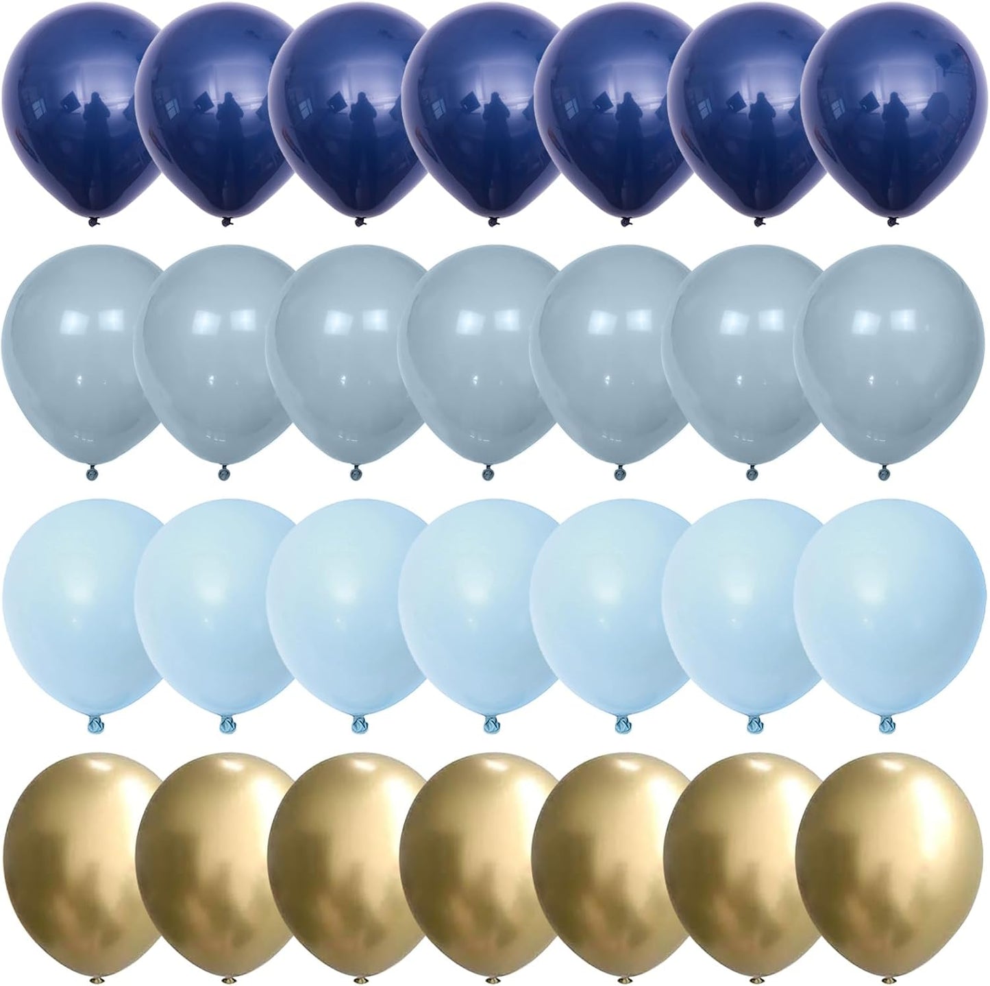 Navy Blue Gold Balloons, 12 Inch Dusty Light Blue Golden Latex Balloon Set for Boys Birthday Winter Wonderland Wedding Baby Shower Party Decorations